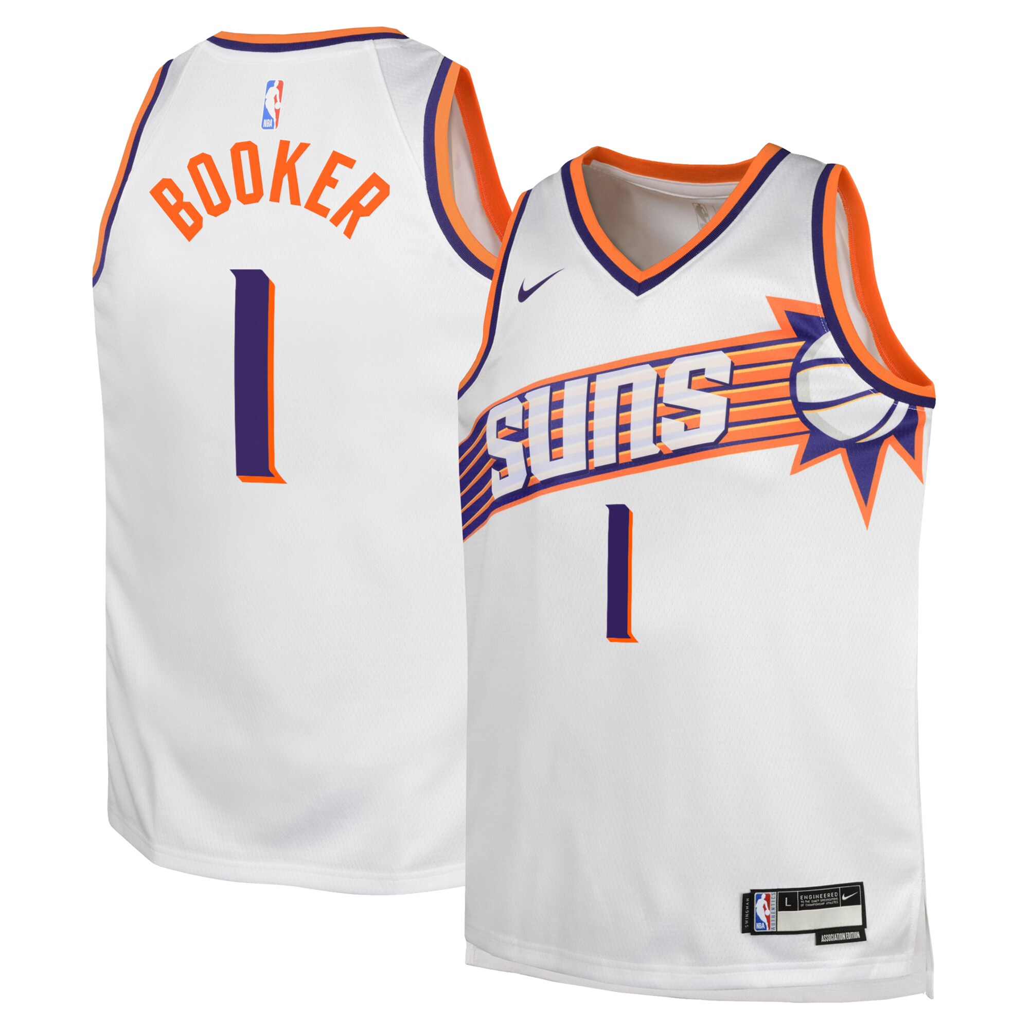 Camiseta Association Edition Swingman de los Phoenix Suns - Blanco - Devin Booker - Jóvenes - JS982 