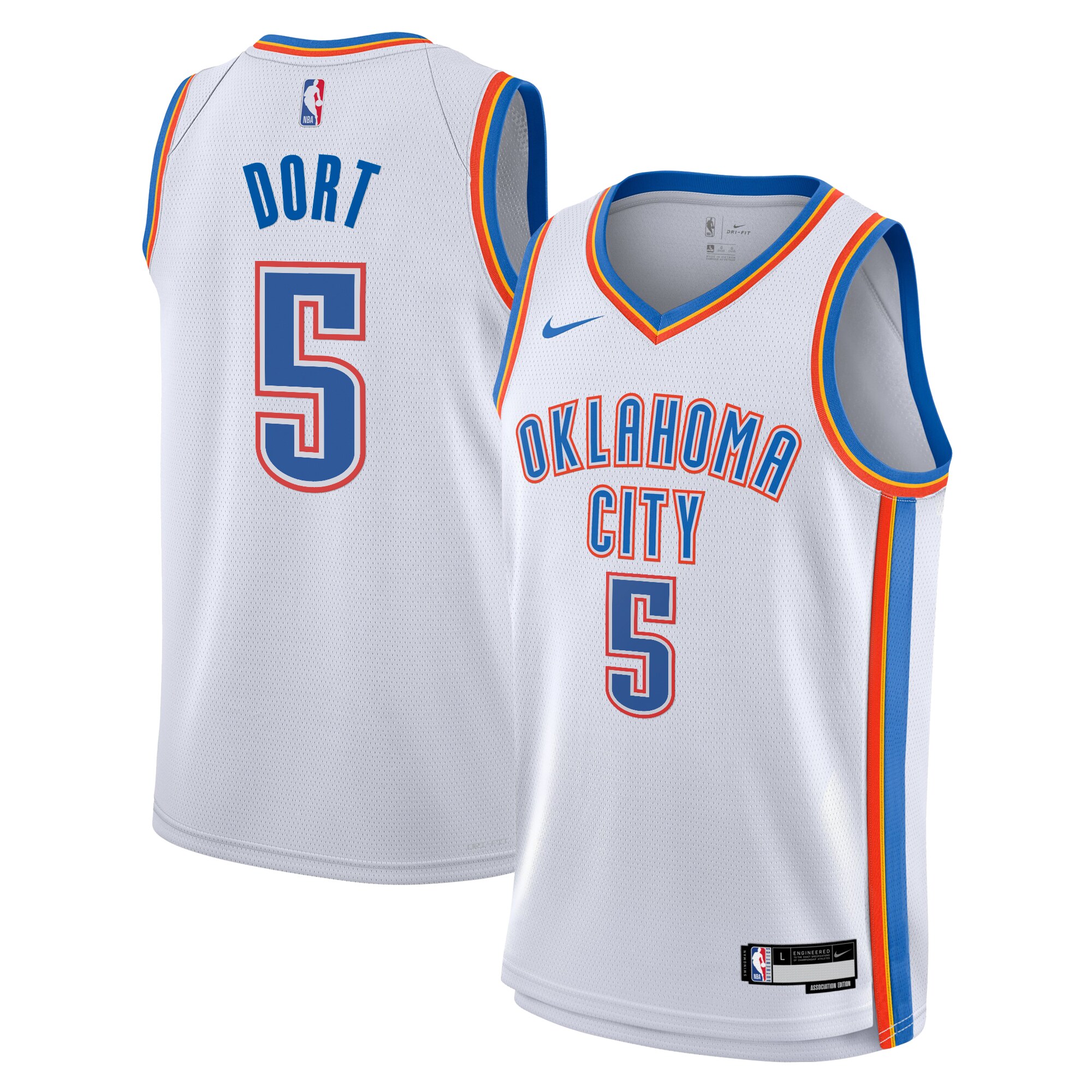Camiseta Association Edition Swingman de Oklahoma City Thunder - Blanca - Luguentz Dort - Juvenil - JS909 