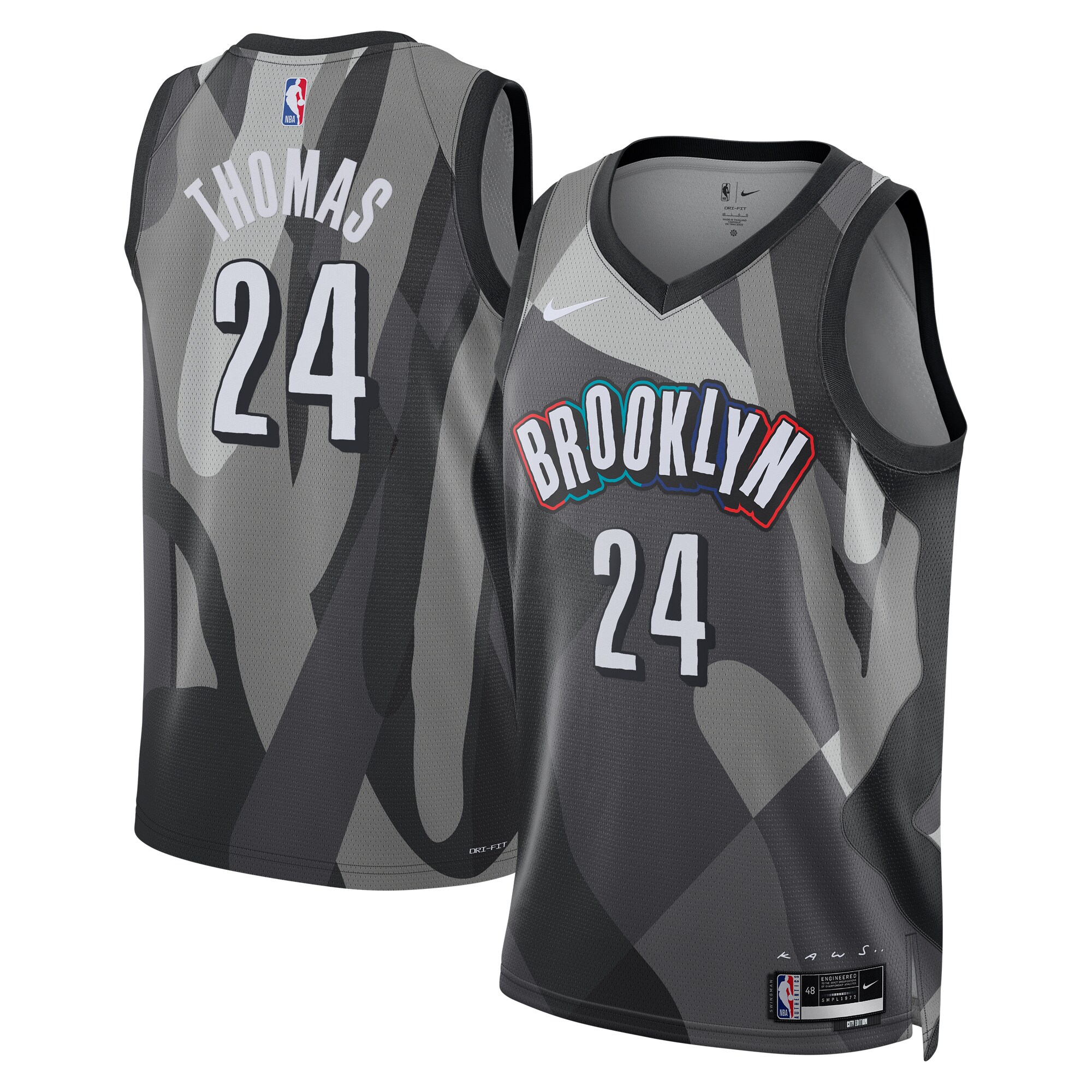 Camiseta City Edition Swingman de los Brooklyn Nets 2024 - Plateada - Cam Thomas - Unisex - JS959 