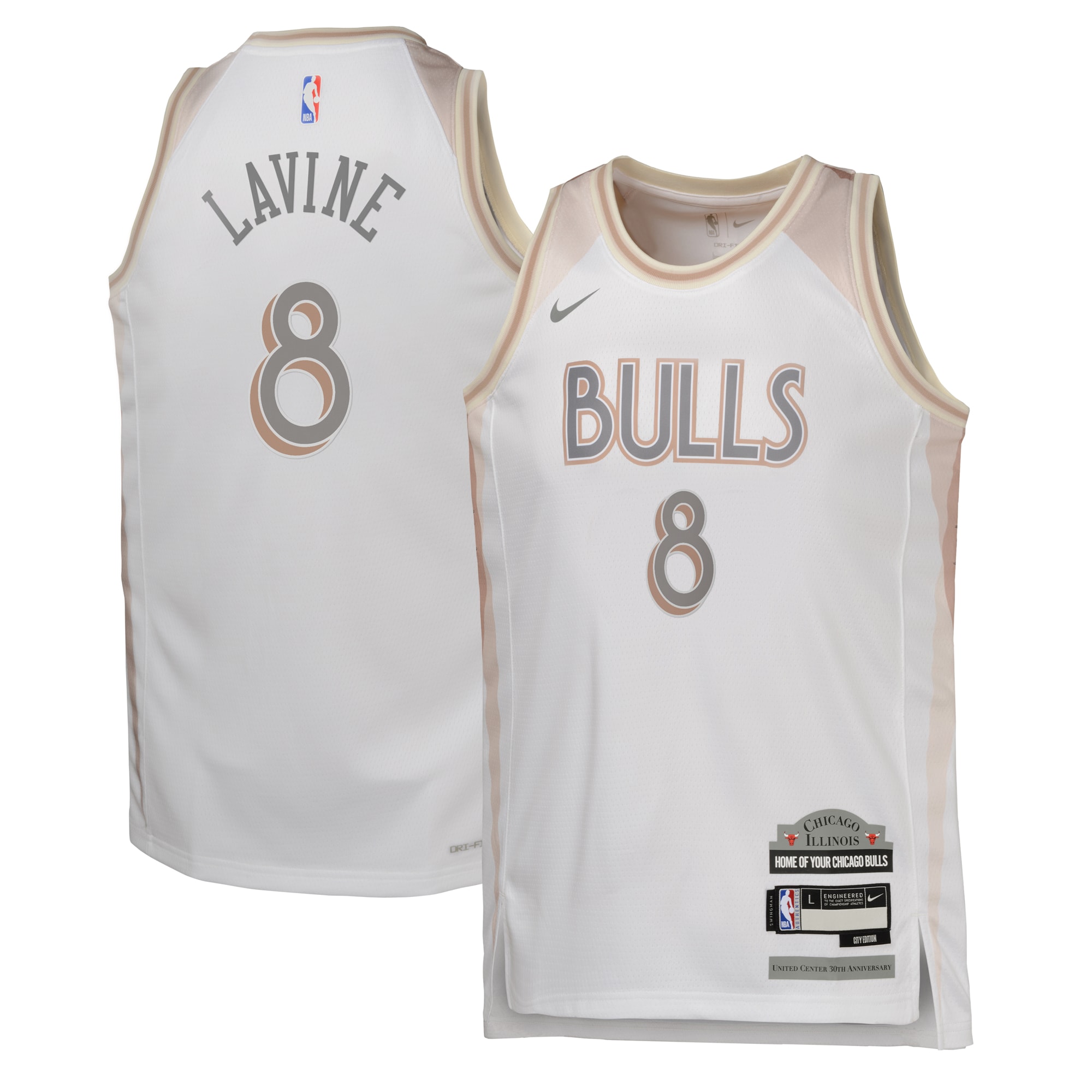 Camiseta City Edition Swingman de los Chicago Bulls 2024 - Blanca - Zach Lavine - Juvenil - JS306 