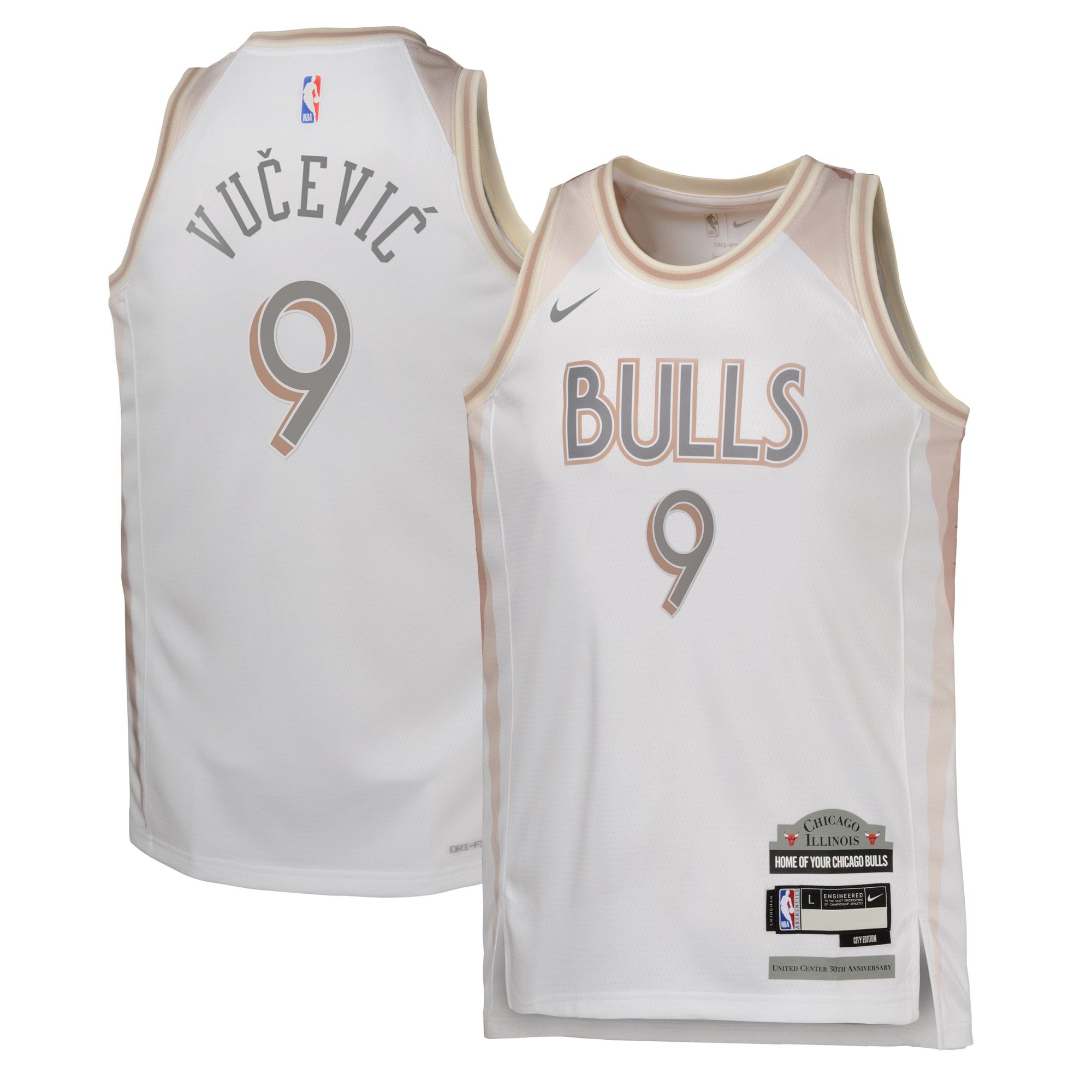 Camiseta City Edition Swingman de los Chicago Bulls 2024 - Blanco - Nikola Vučević - Juvenil - JS904 