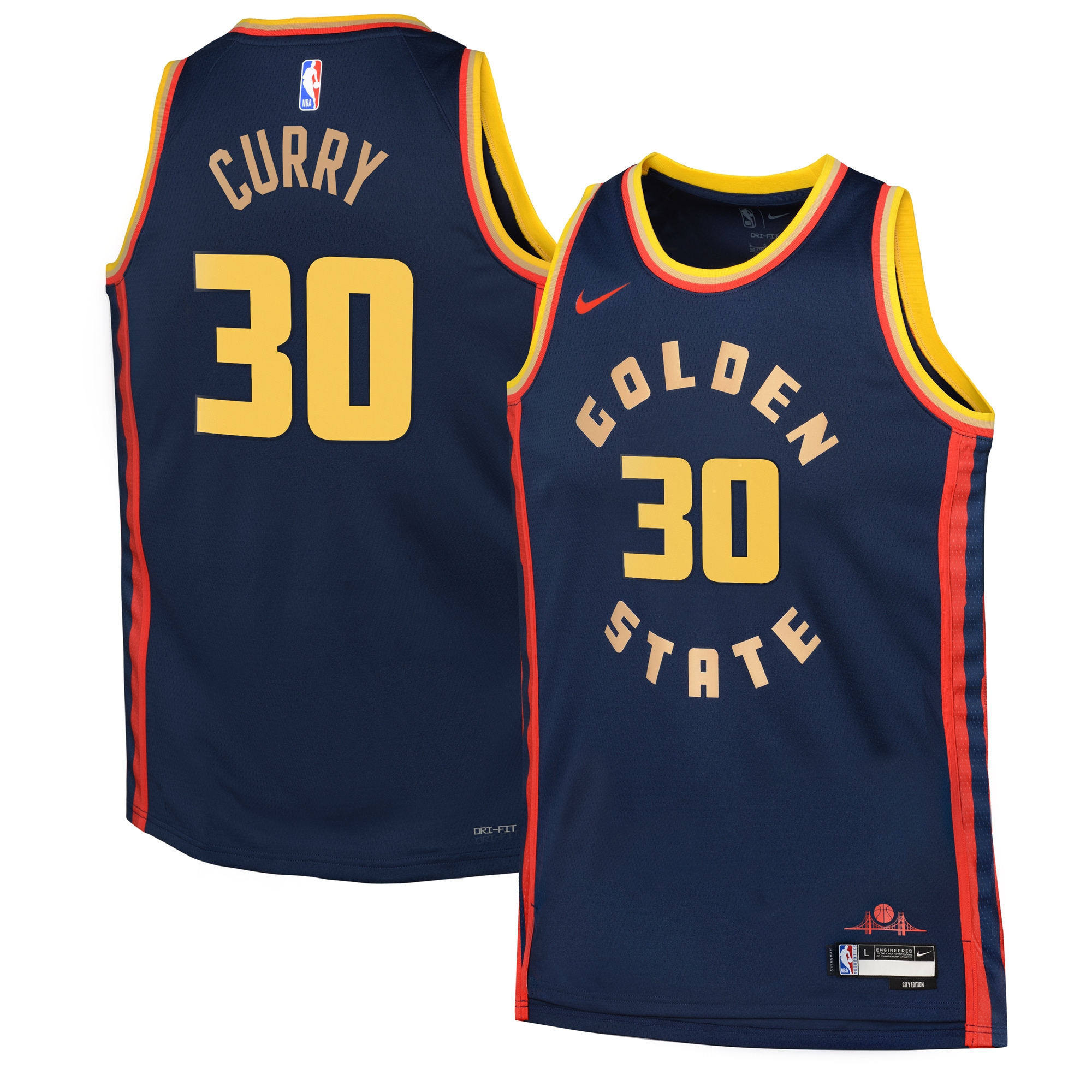 Camiseta City Edition Swingman de los Golden State Warriors 2024 - Azul marino - Stephen Curry - Juvenil - JS271 