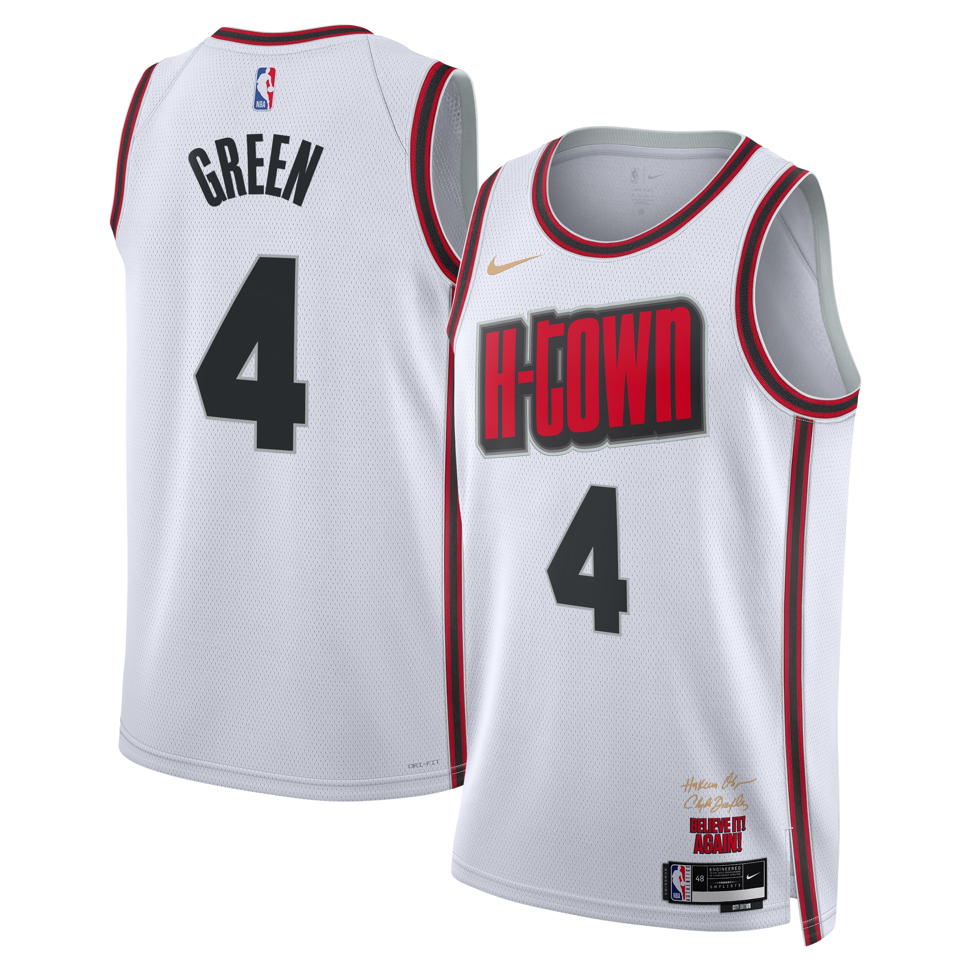 Camiseta City Edition Swingman de los Houston Rockets 2024 - Blanco - Verde Jalen - Unisex - JS450 