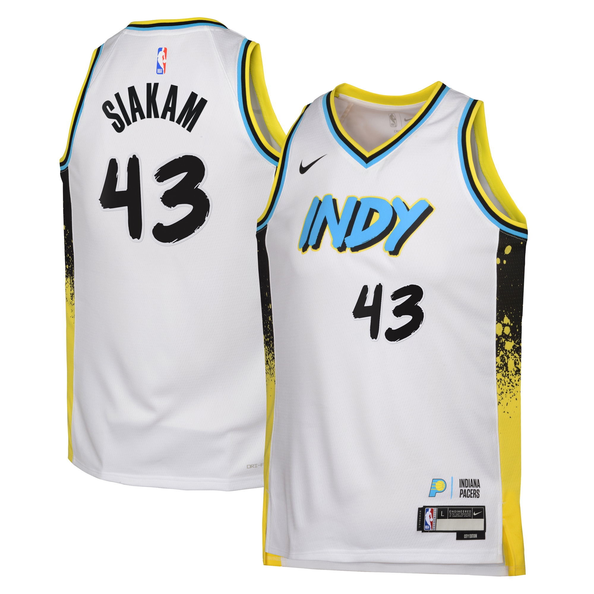 Camiseta City Edition Swingman de los Indiana Pacers 2024 - Blanco - Pascal Siakam - Juvenil - JS447 