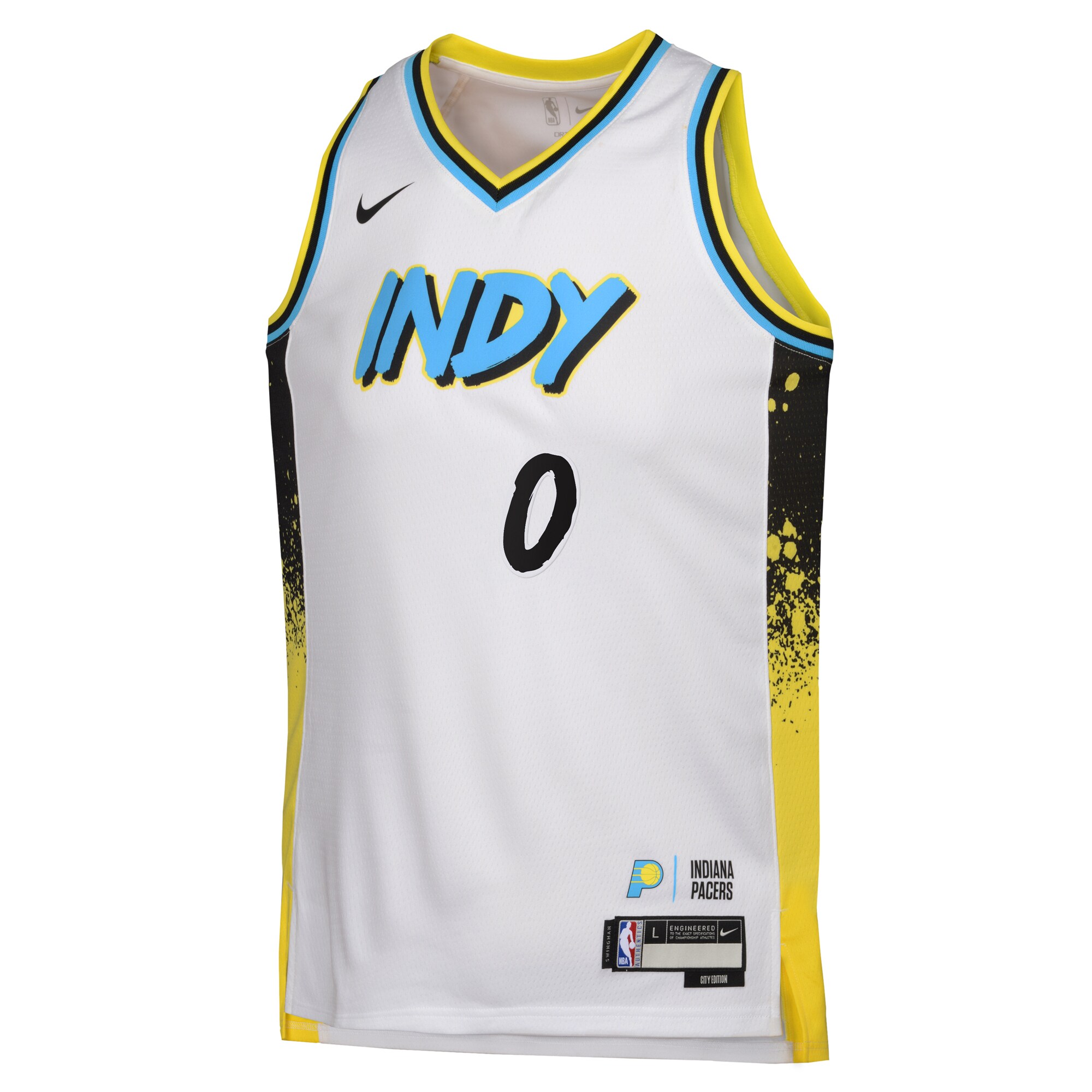 Alternative view of Camiseta City Edition Swingman de los Indiana Pacers 2024 - Blanco - Tyrese Haliburton - Juvenil - JS167 