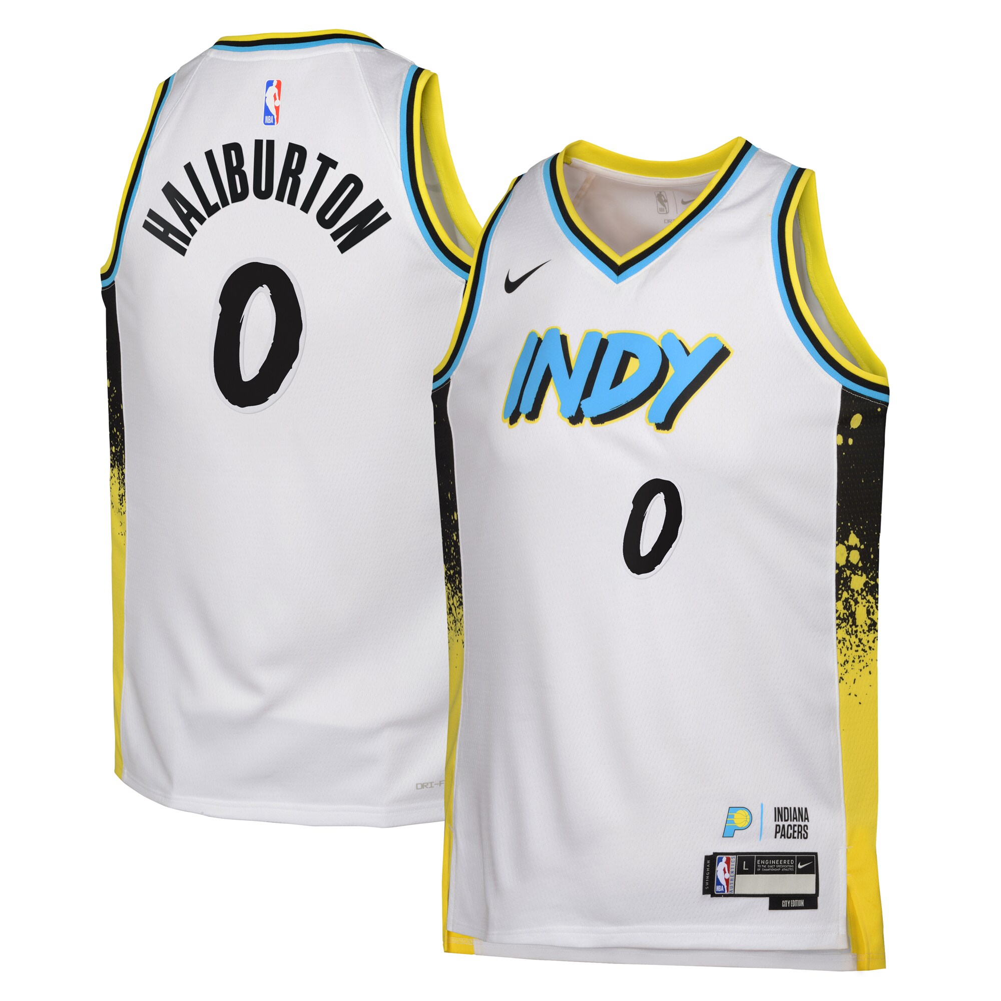 Camiseta City Edition Swingman de los Indiana Pacers 2024 - Blanco - Tyrese Haliburton - Juvenil - JS167 