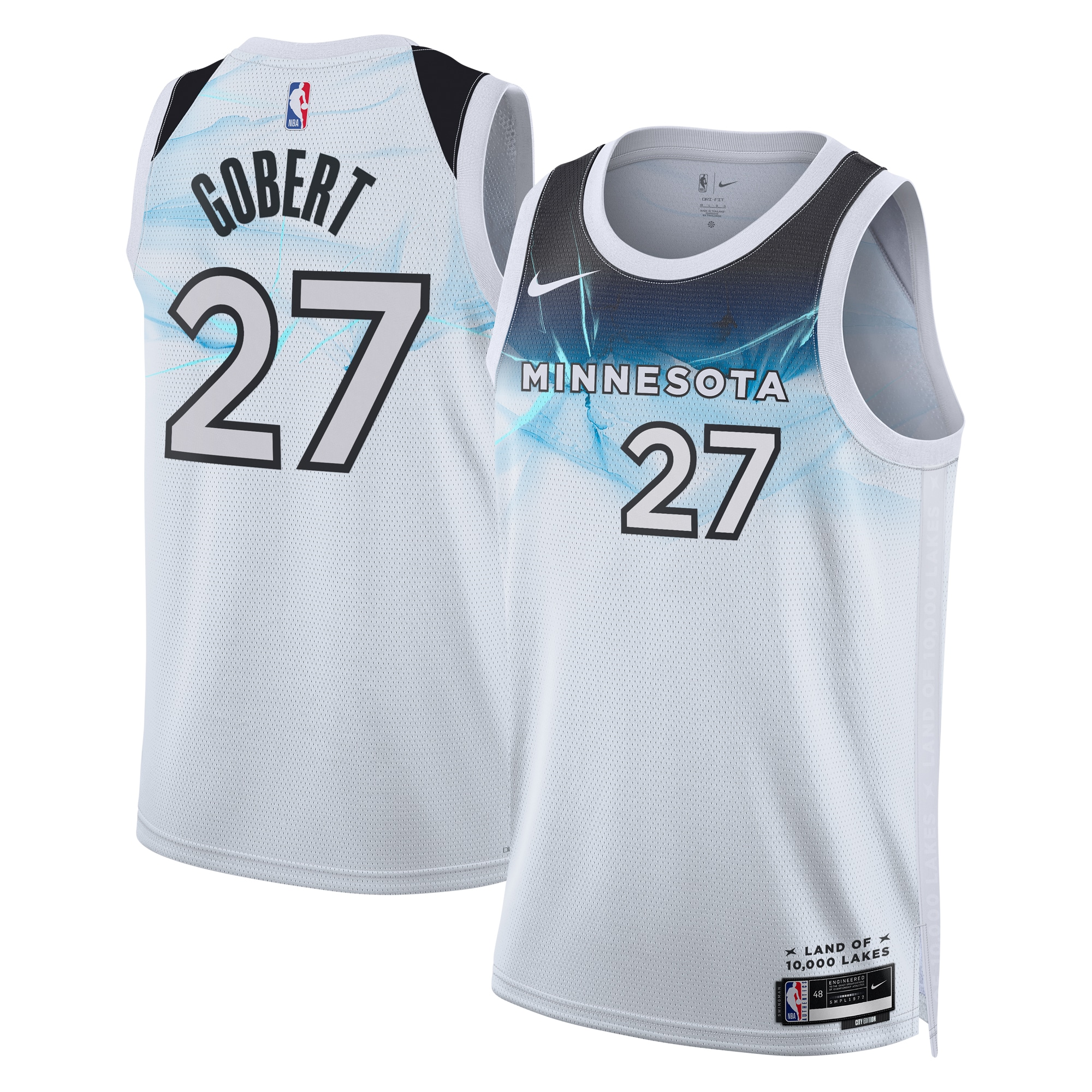 Camiseta City Edition Swingman de los Minnesota Timberwolves 2024 - Blanca - Rudy Gobert - Unisex - JS347 