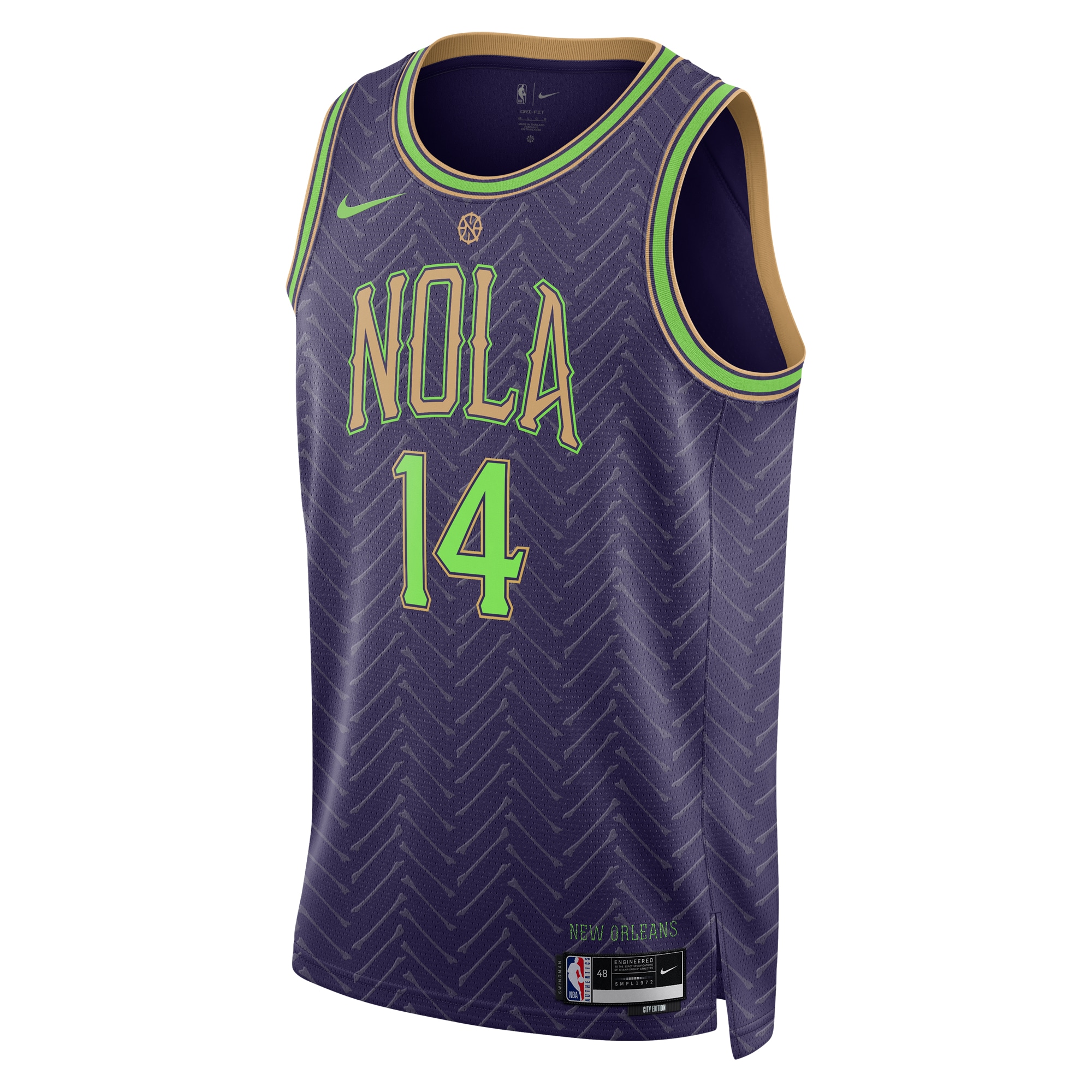 Alternative view of Camiseta City Edition Swingman de los New Orleans Pelicans 2024 - Púrpura - Brandon Ingram - Unisex - JS489 