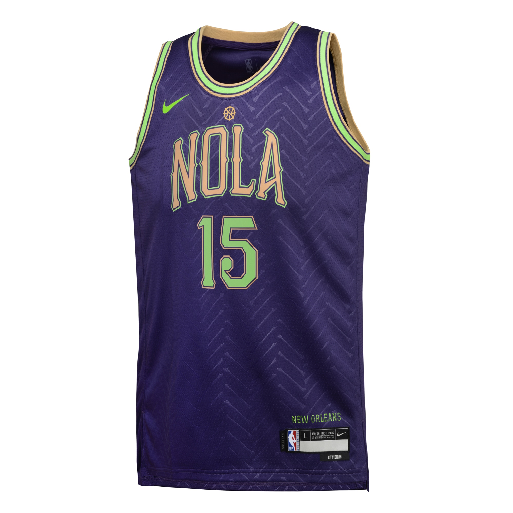 Alternative view of Camiseta City Edition Swingman de los New Orleans Pelicans 2024 - Púrpura - Jose Alvarado - Juvenil - JS630 