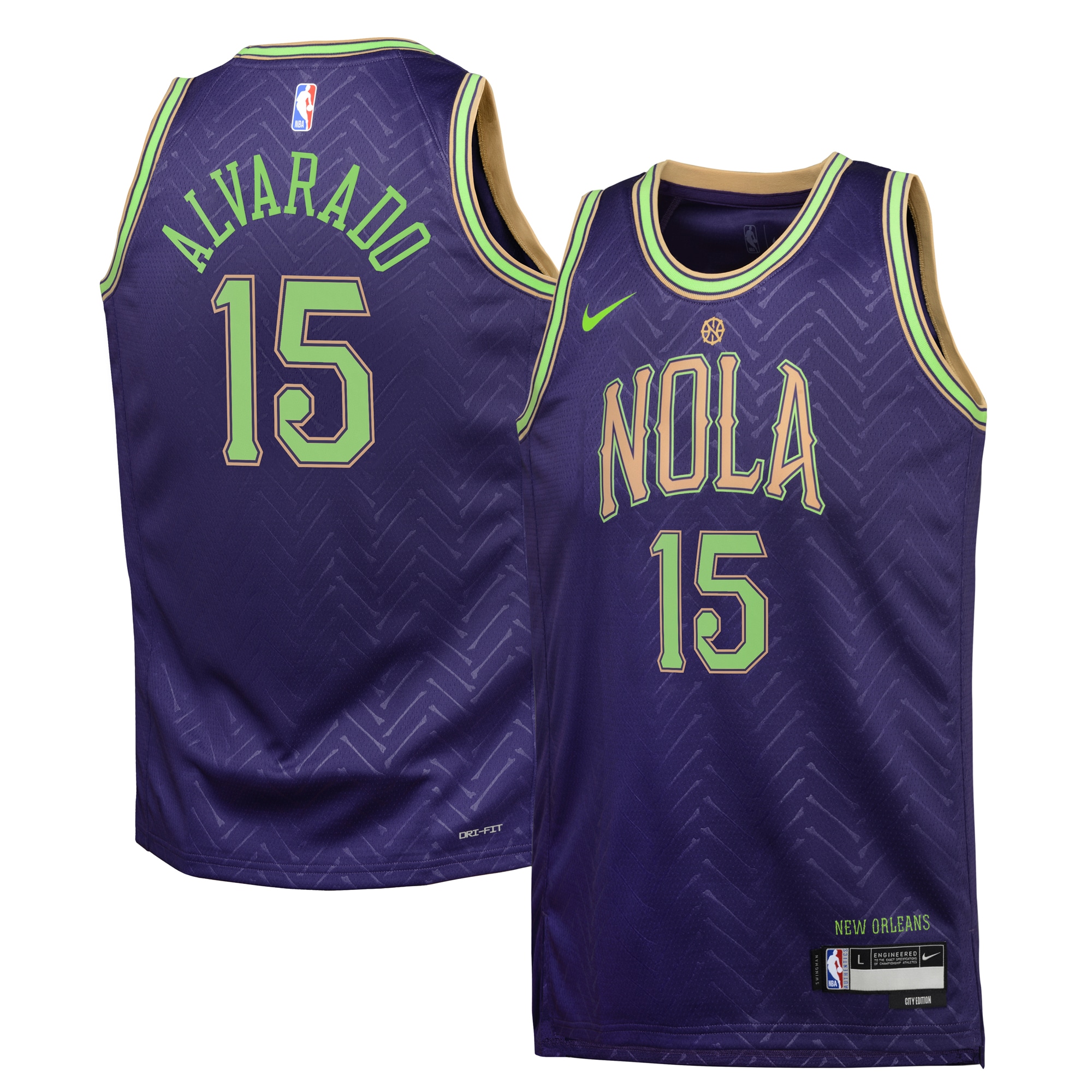 Camiseta City Edition Swingman de los New Orleans Pelicans 2024 - Púrpura - Jose Alvarado - Juvenil - JS630 