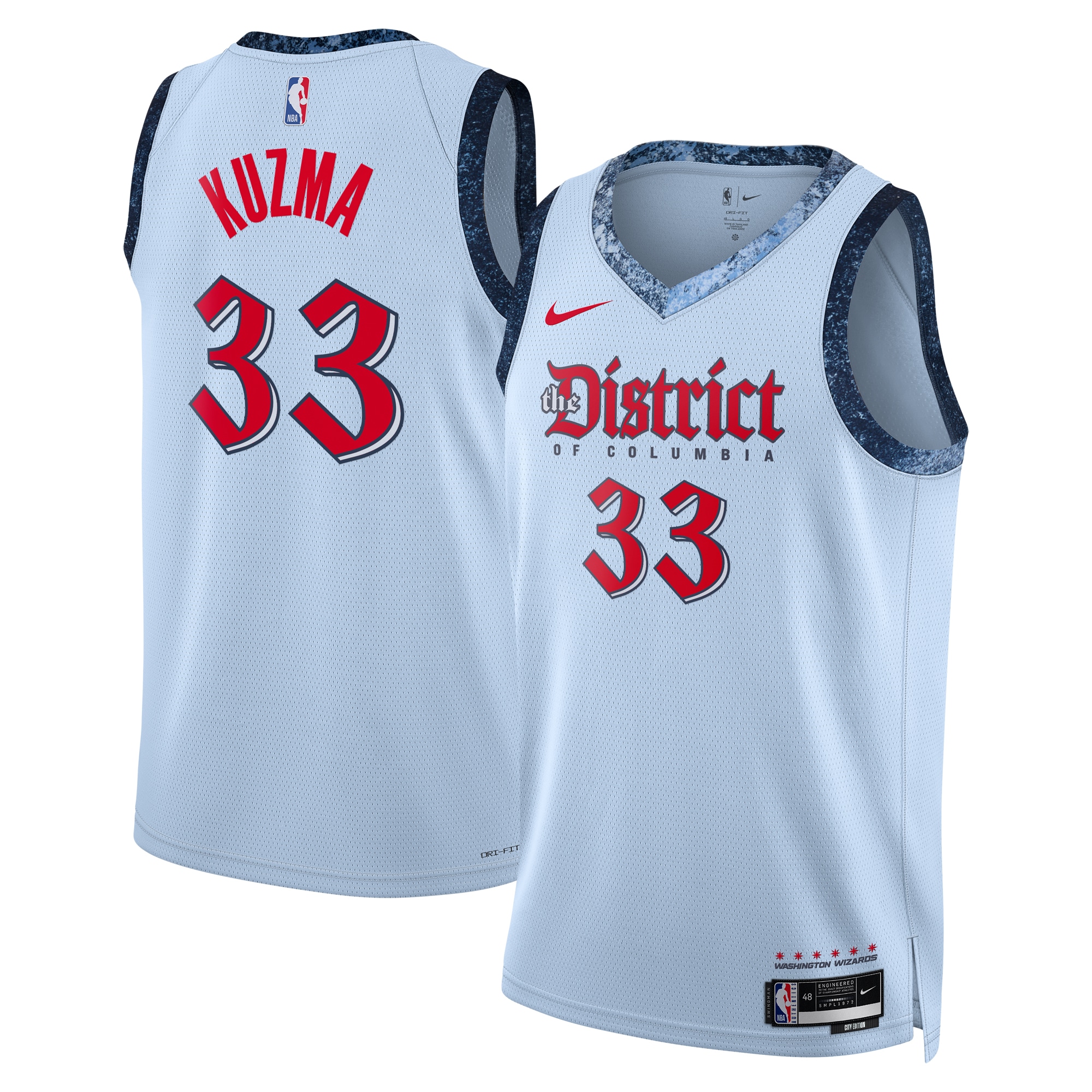 Camiseta City Edition Swingman de los Washington Wizards 2024 - Azul - Kyle Kuzma - Unisex - JS130 