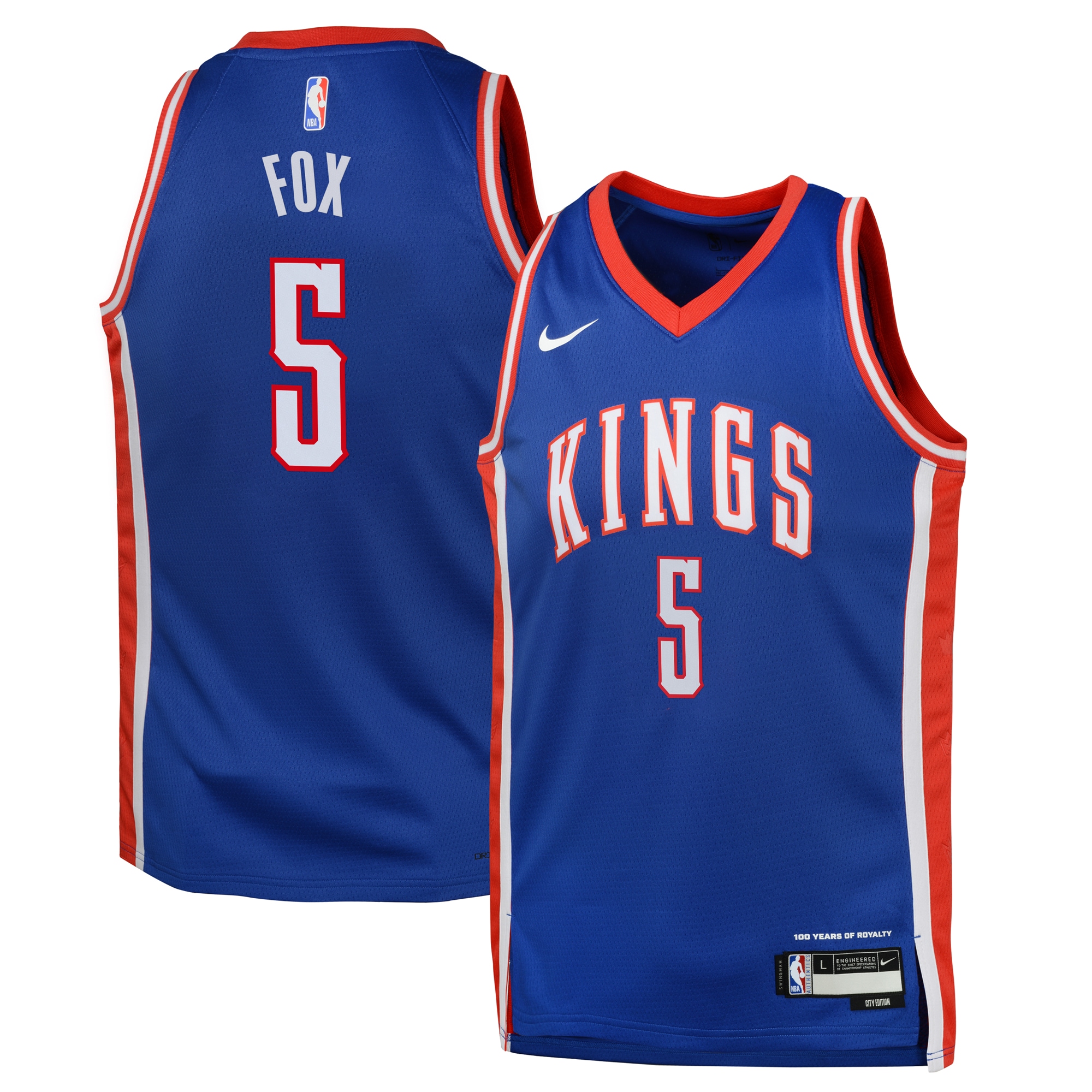 Camiseta City Edition Swingman Sacramento Kings 2024 - Azul - De'Aaron Fox - Juvenil - JS821 