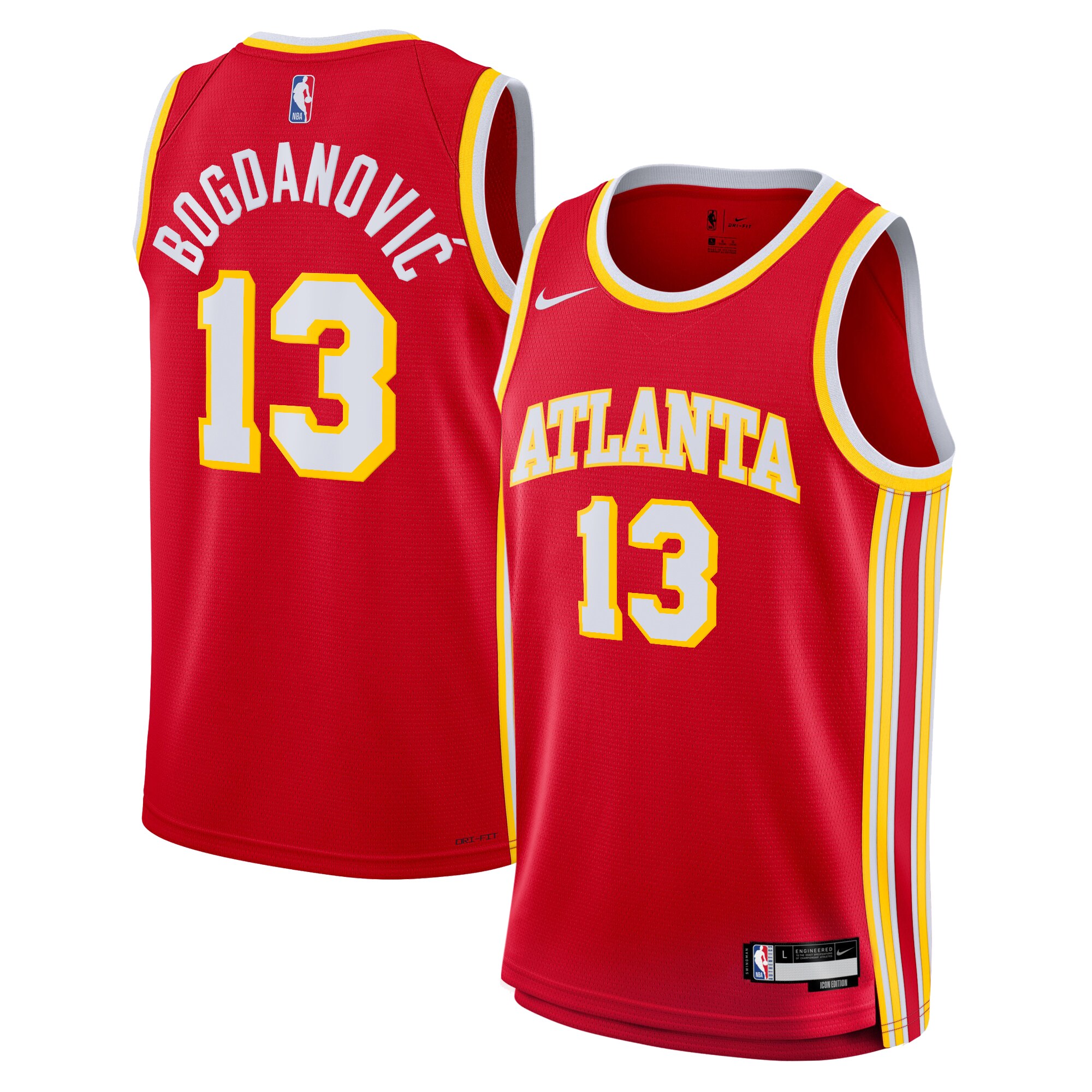 Camiseta Icon Swingman de los Atlanta Hawks - Rojo - Bogdan Bogdanović - Jóvenes - JS459 