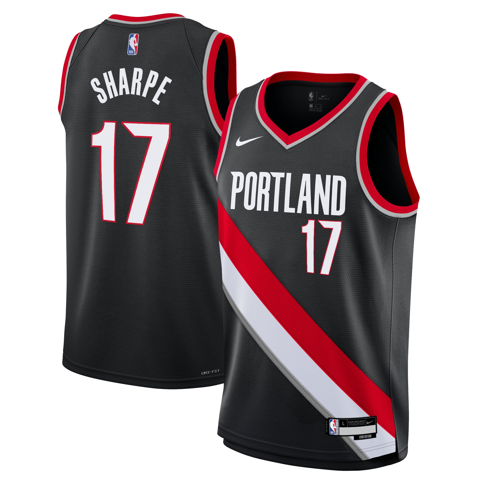 Camiseta Icon Swingman de los Portland Trail Blazers - Negro - Shaedon Sharpe - Jóvenes - JS529 