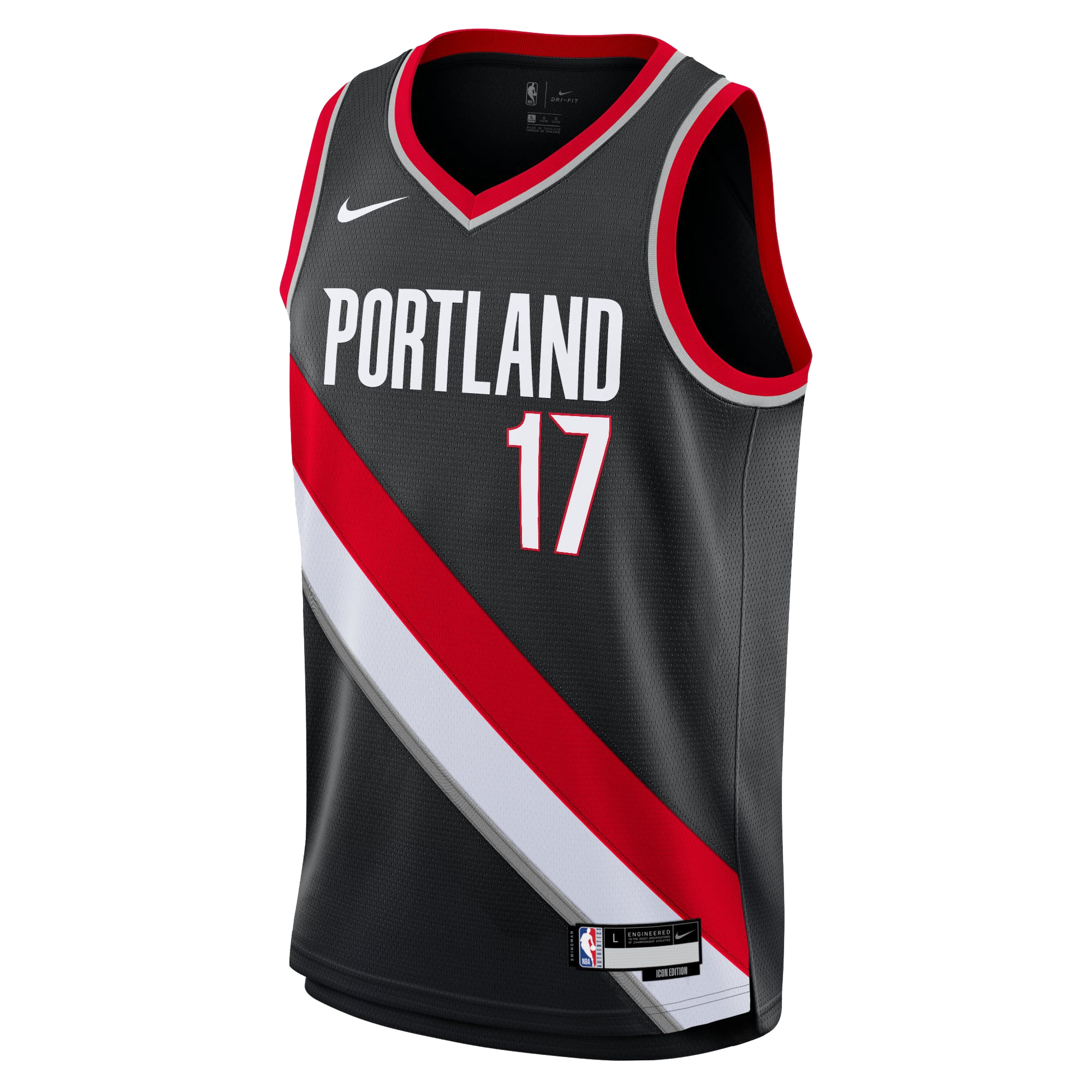 Alternative view of Camiseta Icon Swingman de los Portland Trail Blazers - Negro - Shaedon Sharpe - Jóvenes - JS529 