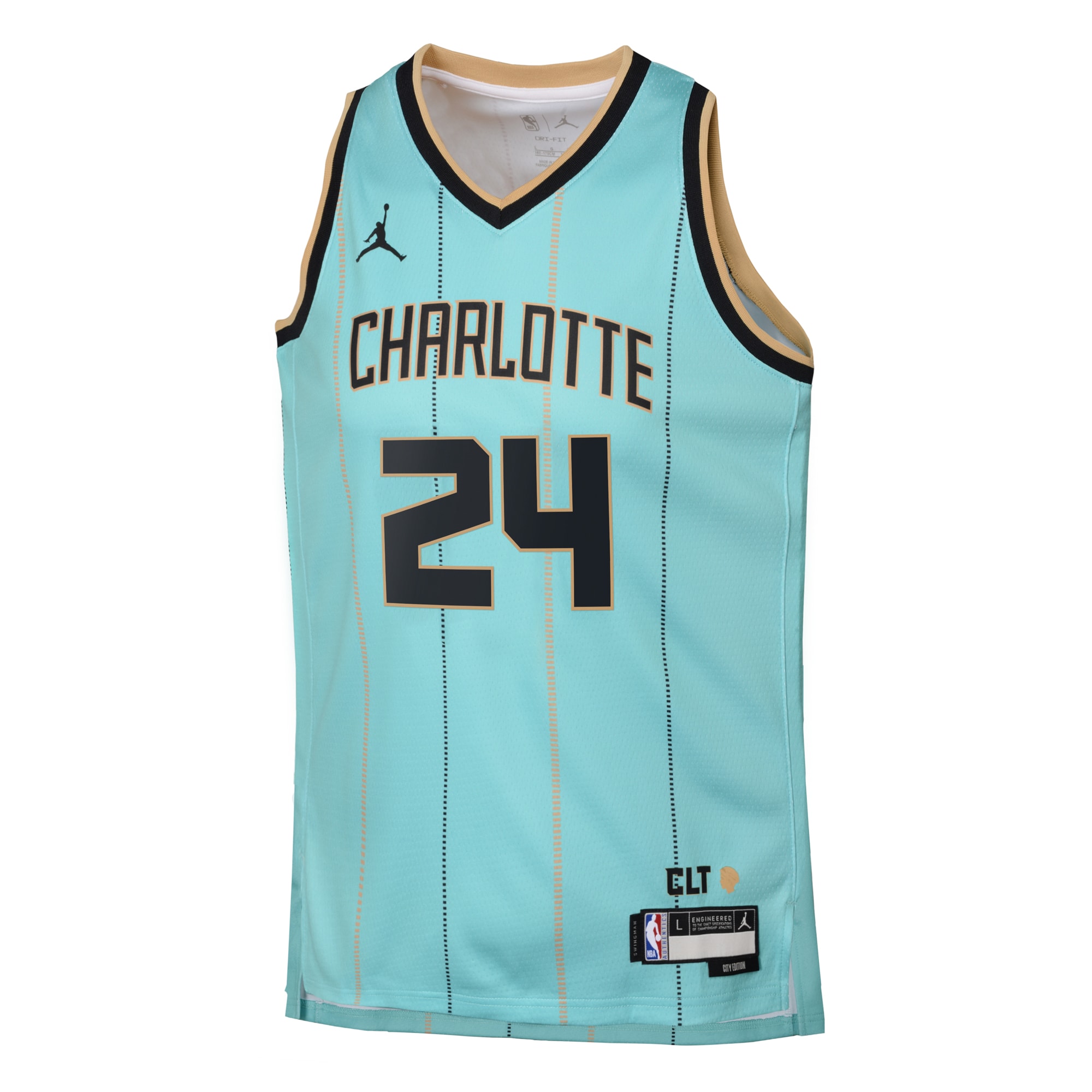 Alternative view of Camiseta Jordan Brand City Edition Swingman de los Charlotte Hornets 2024 - Verde azulado - Brandon Miller - Juvenil - JS900 