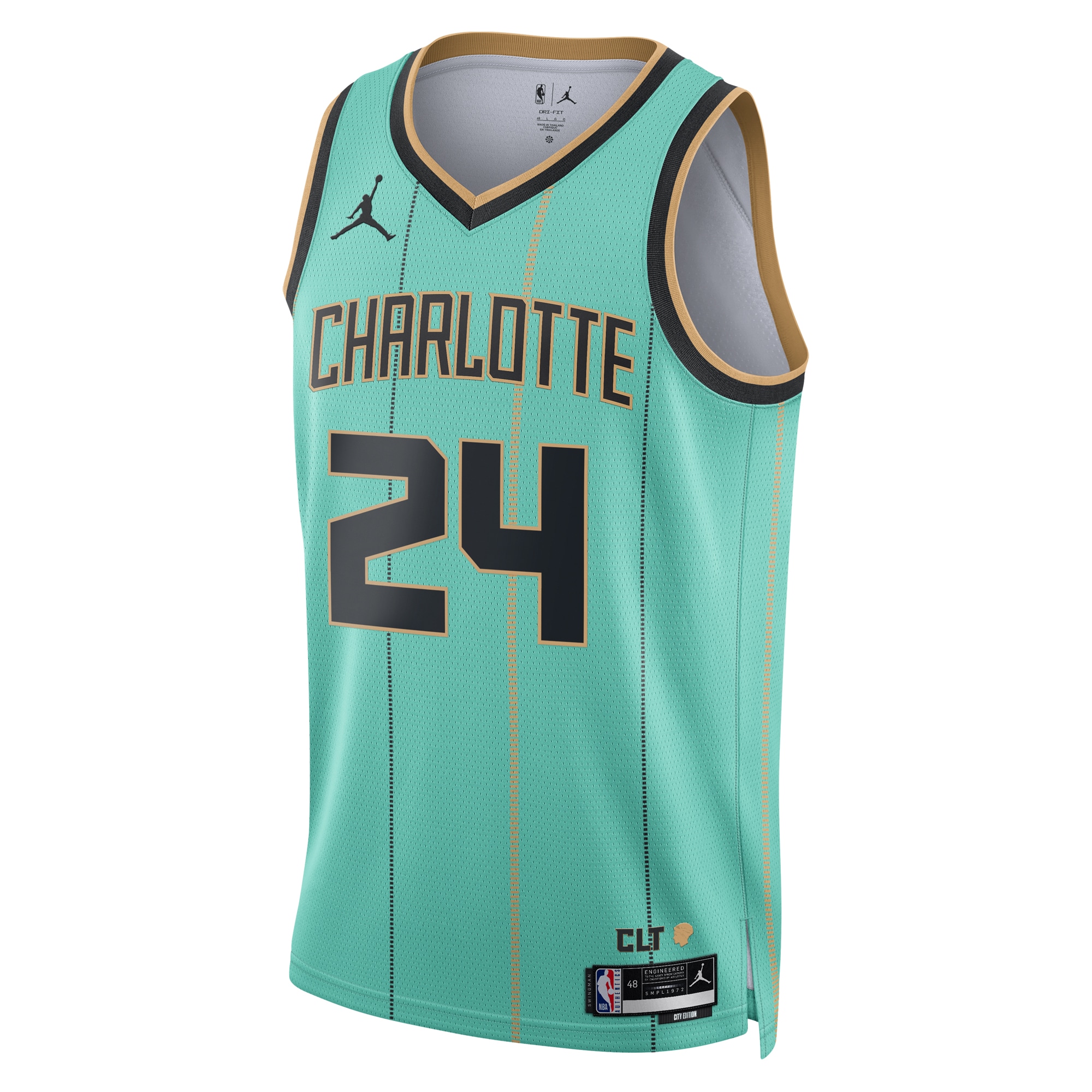 Alternative view of Camiseta Jordan Brand City Edition Swingman de los Charlotte Hornets 2024 - Verde azulado - Brandon Miller - Unisex - JS767 