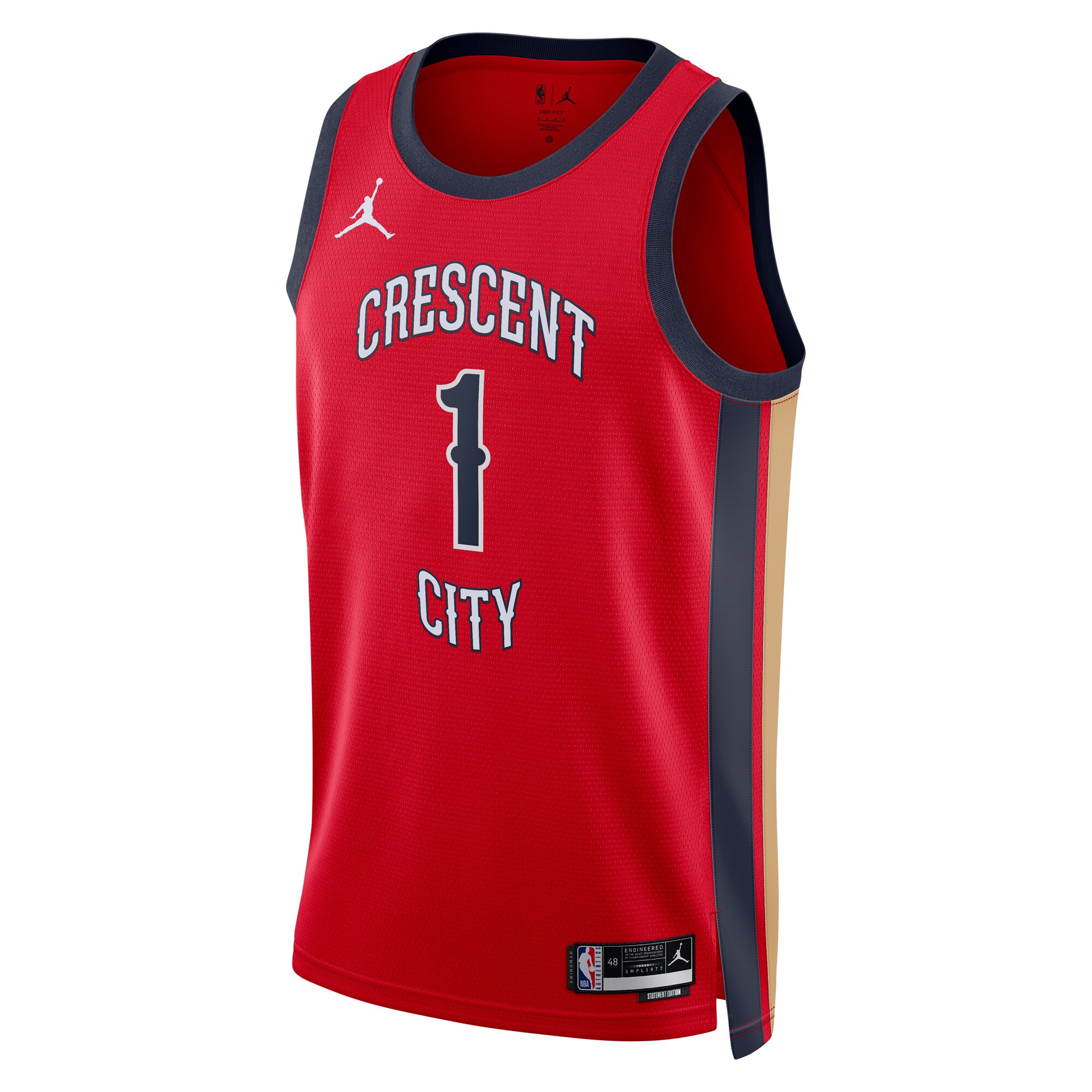 Alternative view of Camiseta New Orleans Pelicans Jordan Brand Statement Edition Swingman - Rojo - Zion Williamson - Unisex - JS956 