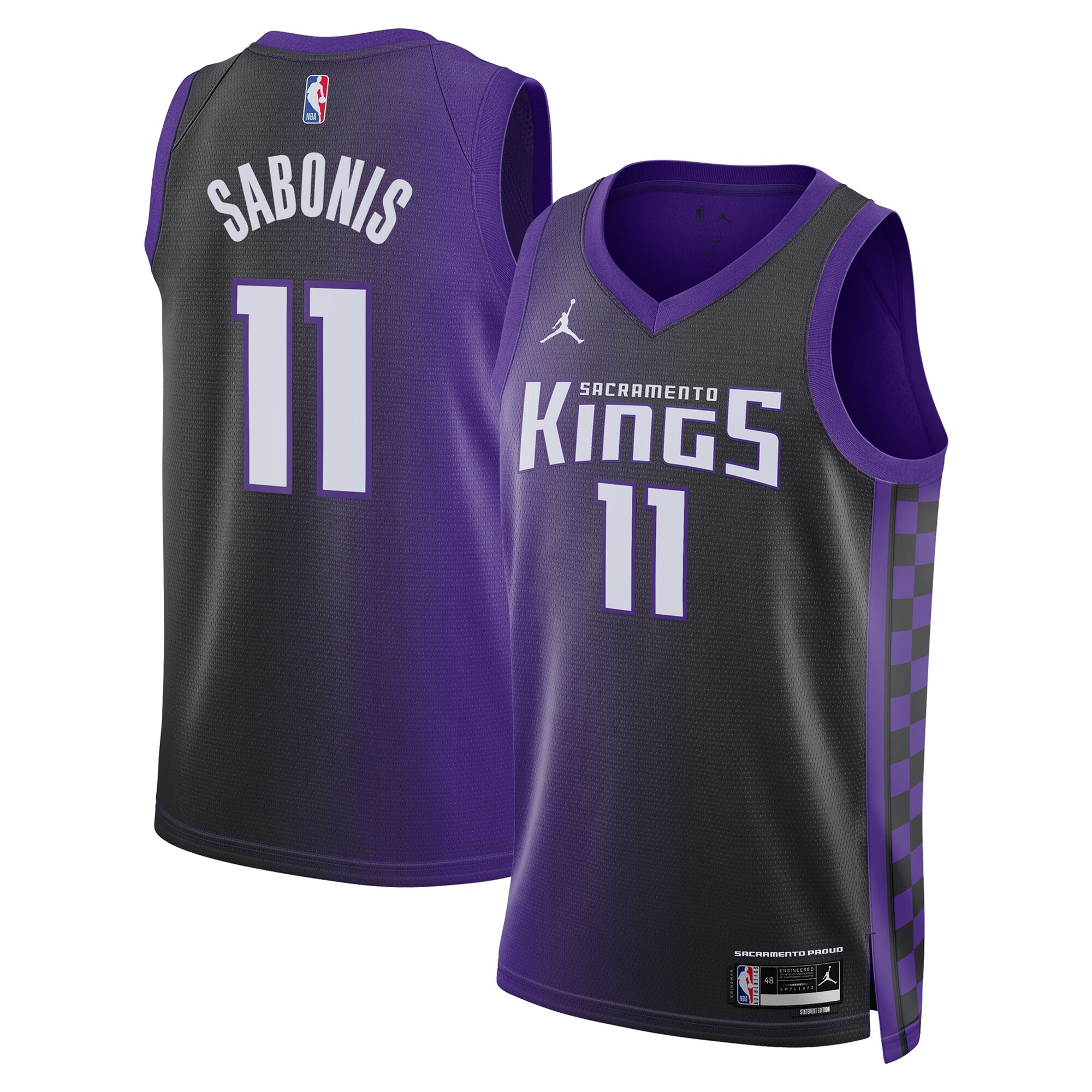 Camiseta Sacramento Kings Jordan Brand Statement Edition Swingman - Púrpura - Domantas Sabonis - Unisex - JS588 