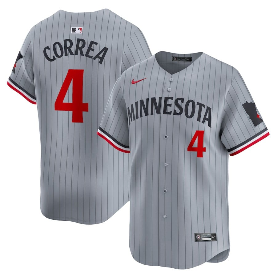 Carlos Correa 4 Minnesota Twins Road Limited Men Jersey - Gray 