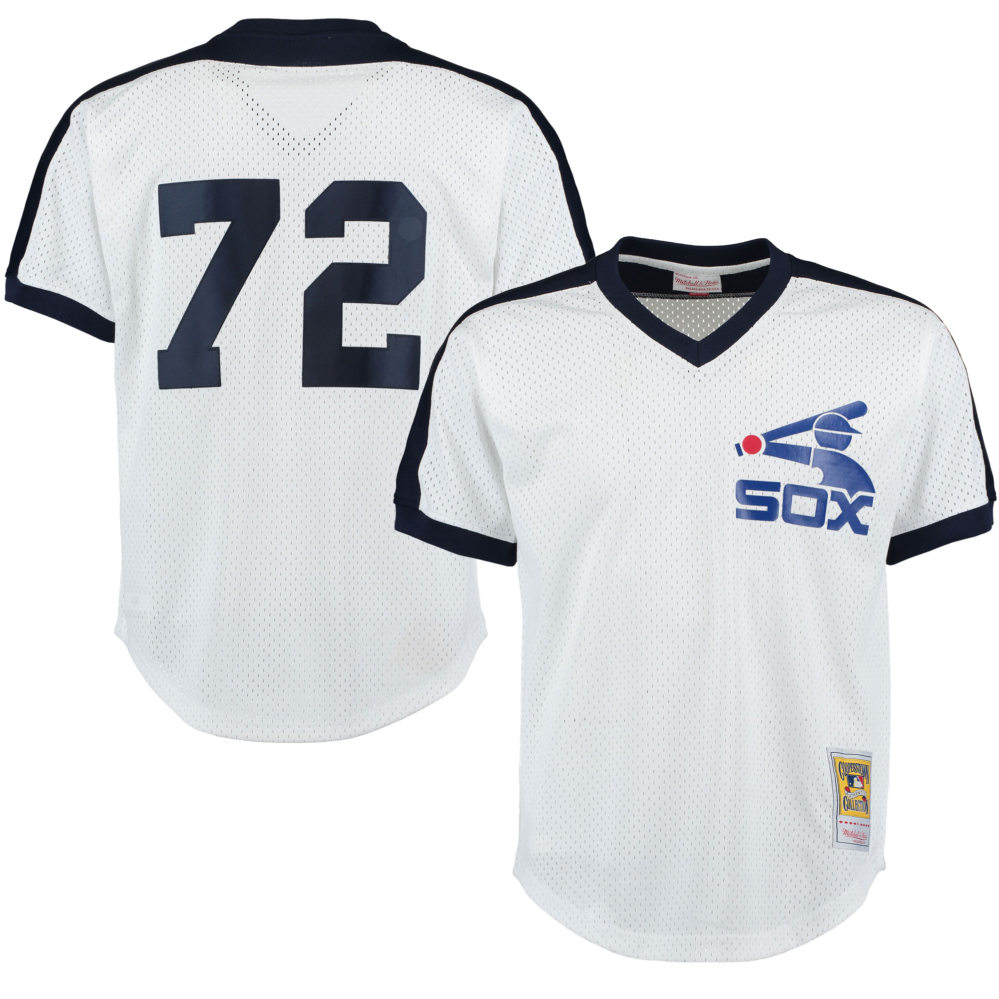 Alternative view of Carlton Fisk Chicago White Sox Mitchell & Ness Cooperstown Mesh Batting Practice Jersey – White