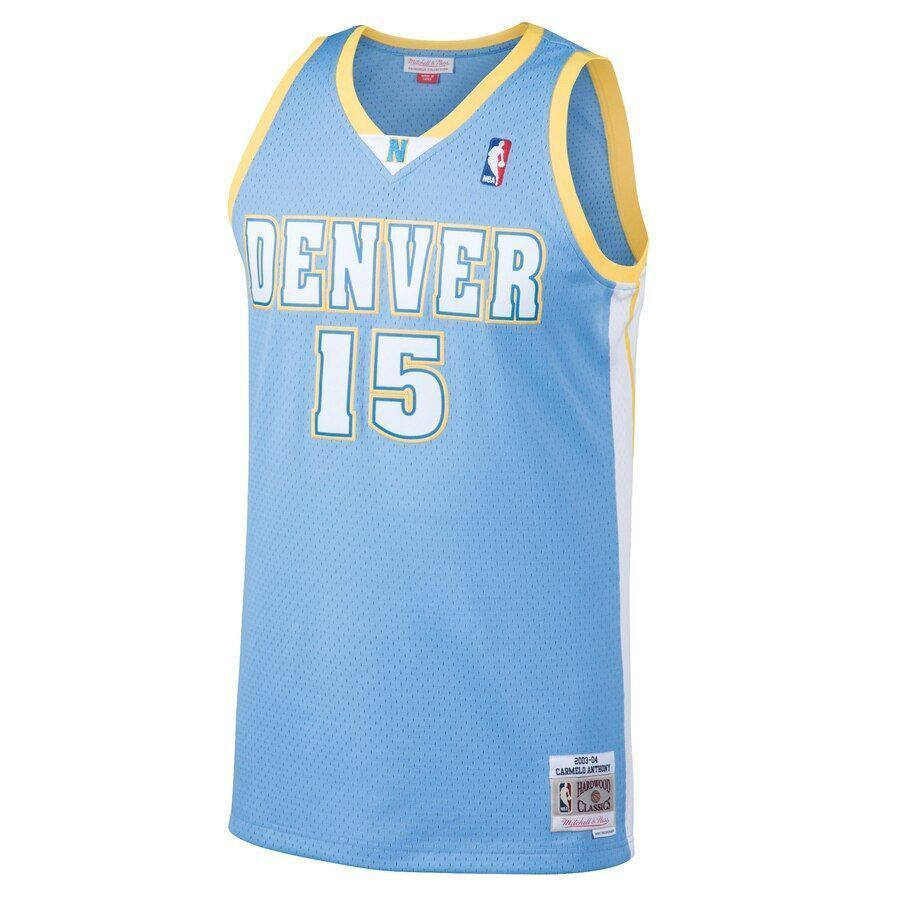 Alternative view of Carmelo Anthony Denver Nuggets Mitchell & Ness 2003-04 Hardwood Classics Swingman Jersey - Light Blue - JS856 