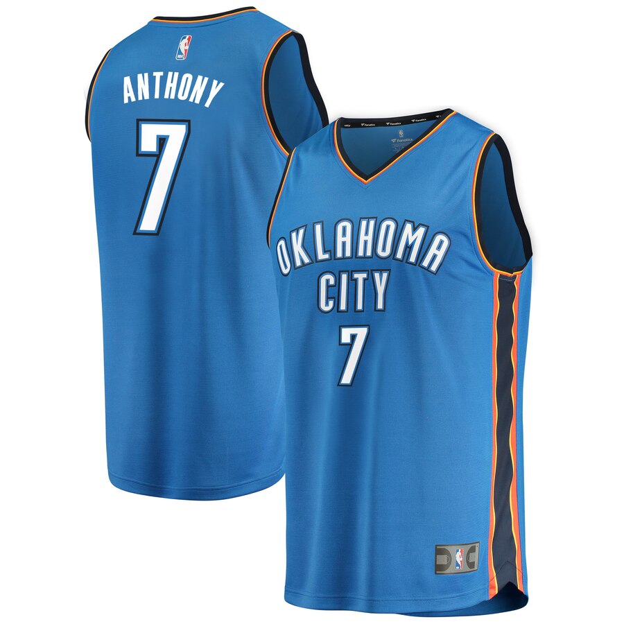 Carmelo Anthony Oklahoma City Thunder Fanatics Branded Fast Break Replica Jersey Blue - Icon Edition