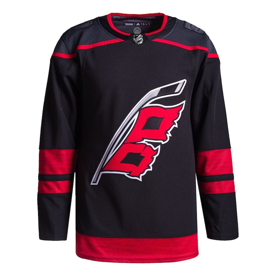 Alternative view of Carolina Hurricanes 2024 NHL Playoffs Patch Home Jersey - Men, Black - JS147 