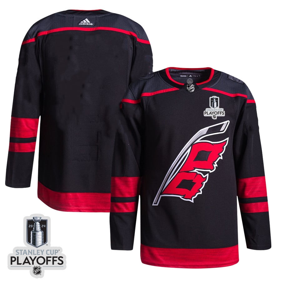 Carolina Hurricanes 2024 NHL Playoffs Patch Home Jersey - Men, Black - JS147 