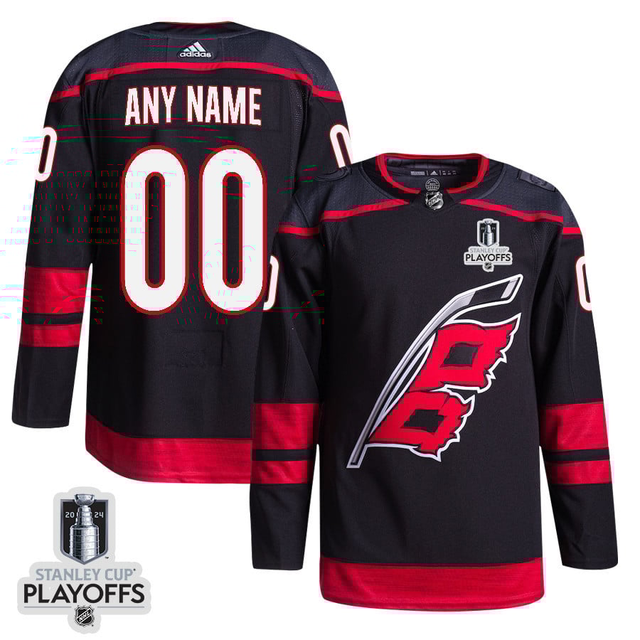 Carolina Hurricanes 2024 NHL Playoffs Patch Home Jersey Customized - Men, Black - JS438 