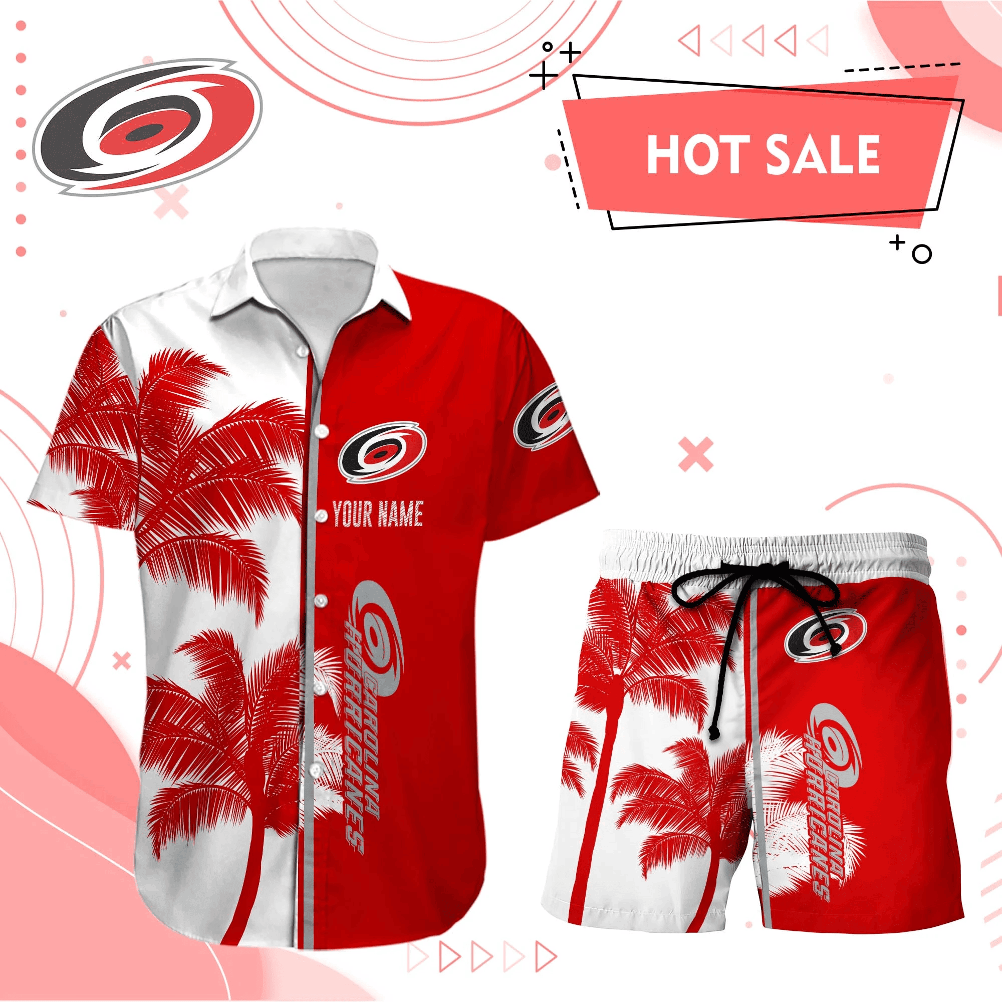 Carolina Hurricanes Hawaiian Shirt And Set - Customized - JS363 