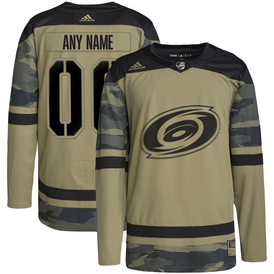 Carolina Hurricanes Military Appreciation Team Custom Practice Jersey - Camo - JS693 