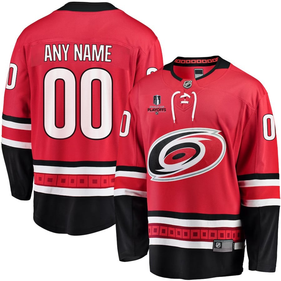 Carolina Hurricanes Stanley Cup 2023 Playoffs Patch Home Breakaway Custom Men Jersey - Red - JS680 