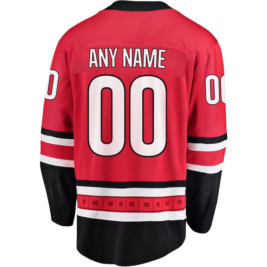 Alternative view of Carolina Hurricanes Stanley Cup 2023 Playoffs Patch Home Breakaway Custom Men Jersey - Red - JS680 