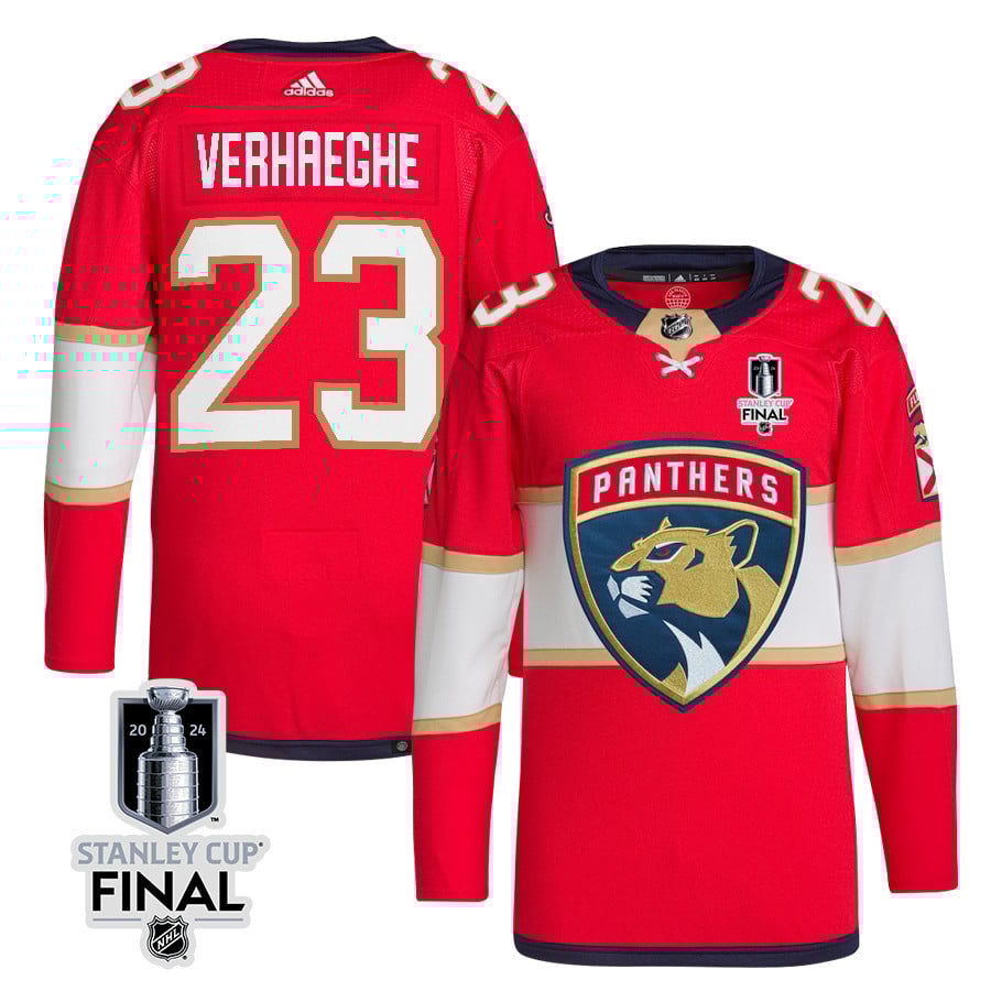 Carter Verhaeghe 23 Florida Panthers 2024 STANLEY CUP Final Home Breakaway Jersey - Men, Red - JS512 
