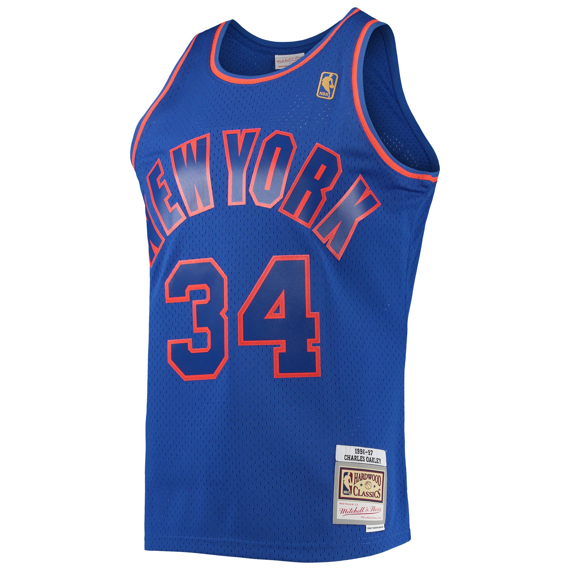 Alternative view of Charles Oakley New York Knicks Mitchell & Ness 1996/97 Hardwood Classics Swingman Jersey - Blue