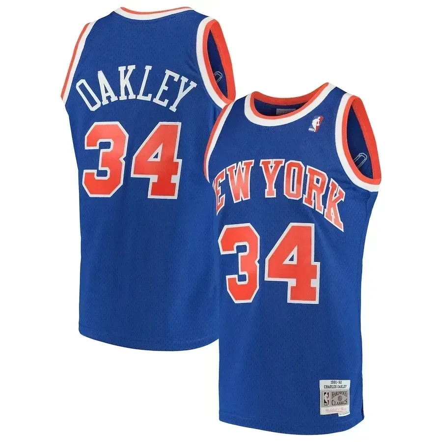 Charles Oakley New York Knicks Mitchell & Ness 1991-92 Hardwood Classics Swingman Jersey - Blue - JS788 