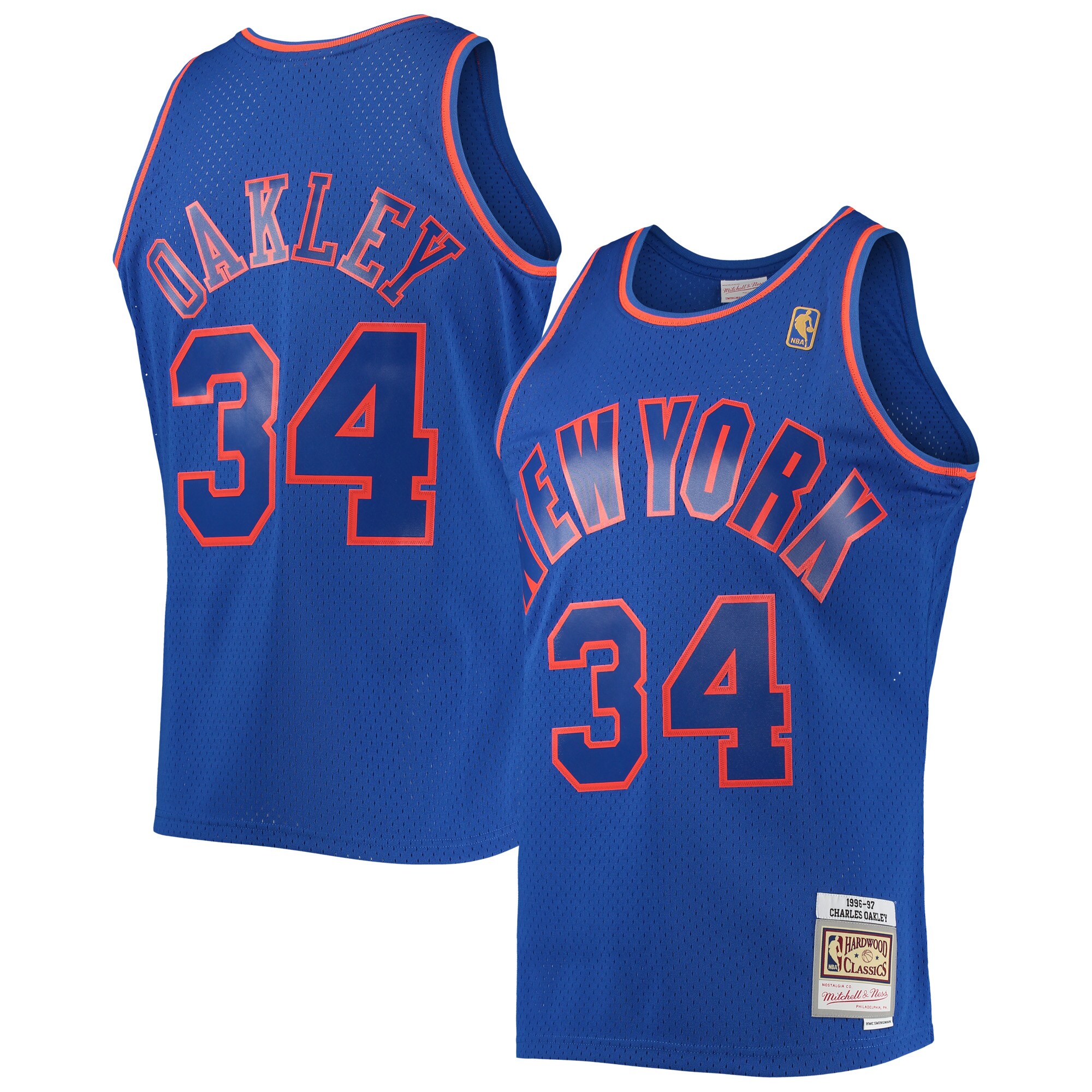 Alternative view of Charles Oakley New York Knicks Mitchell & Ness 1996/97 Hardwood Classics Swingman Jersey - Blue