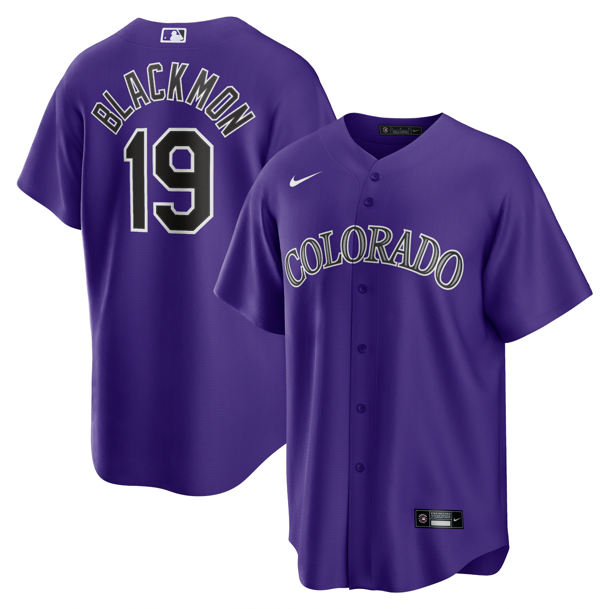Alternative view of Charlie Blackmon Colorado Rockies Alternate Replica Player Name Jersey – Purple