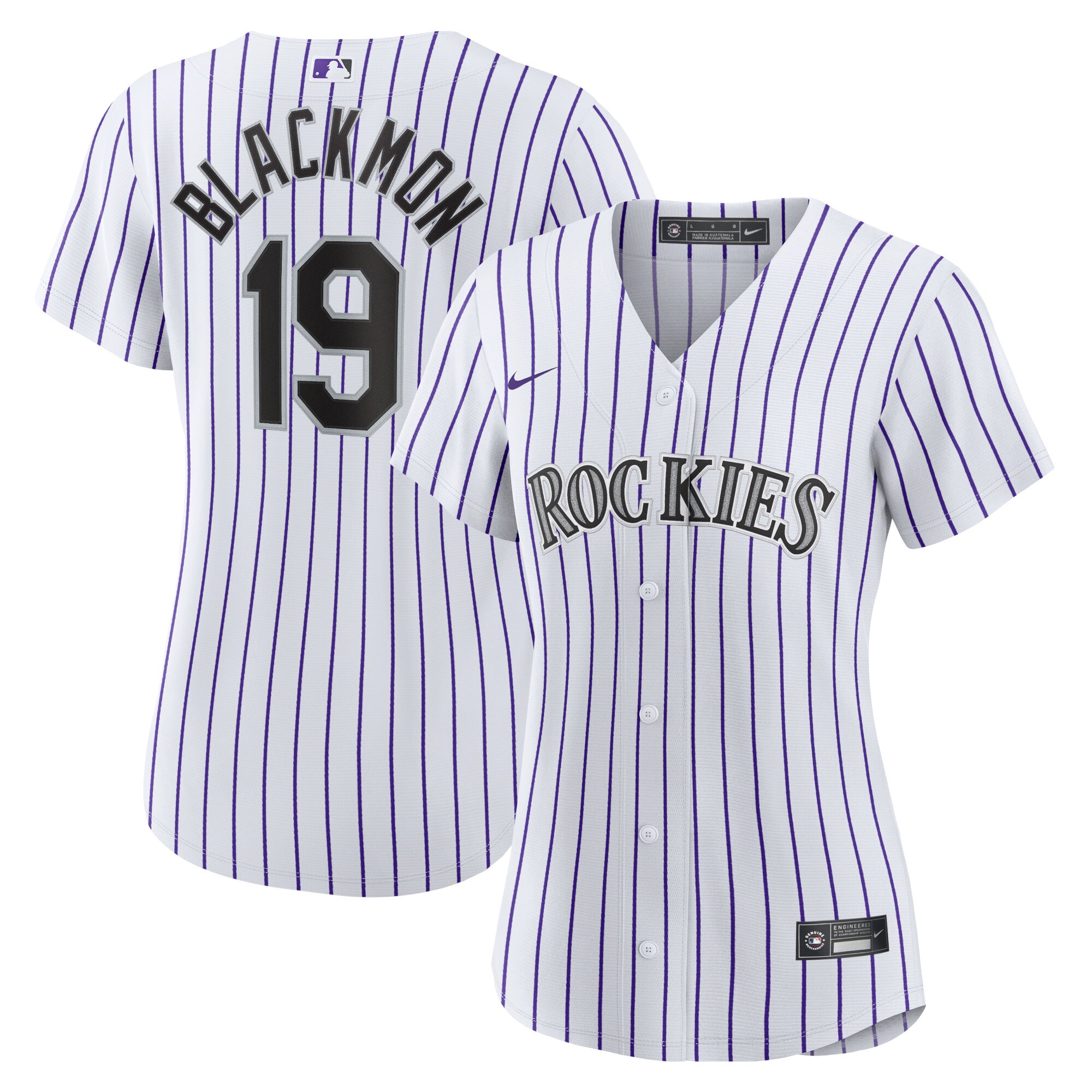 Alternative view of Charlie Blackmon Colorado Rockies Women’s Home Replica Player Jersey – White