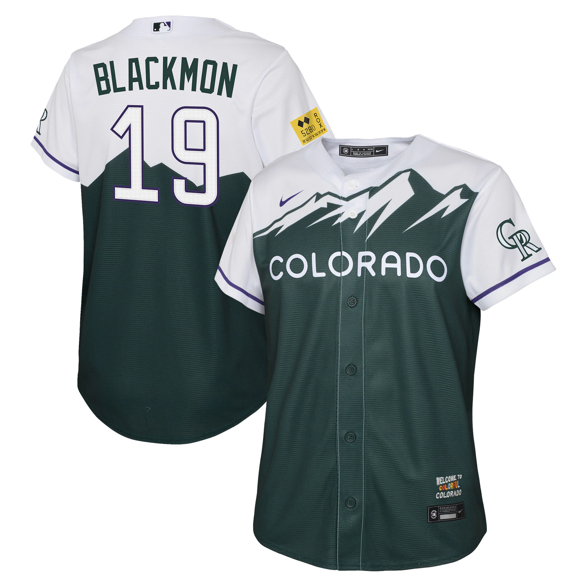 Charlie Blackmon Colorado Rockies Youth 2022 City Connect Replica Player Jersey - Green