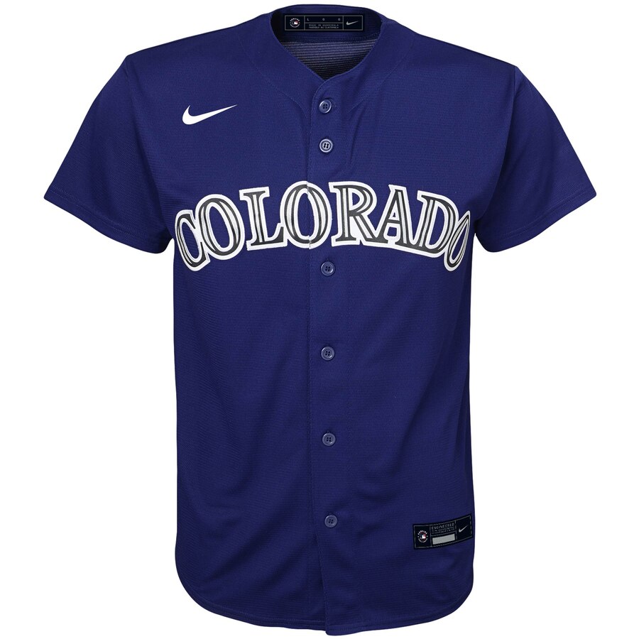 Alternative view of Charlie Blackmon Colorado Rockies Youth Alternate 2020 Replica Player Jersey - Purple