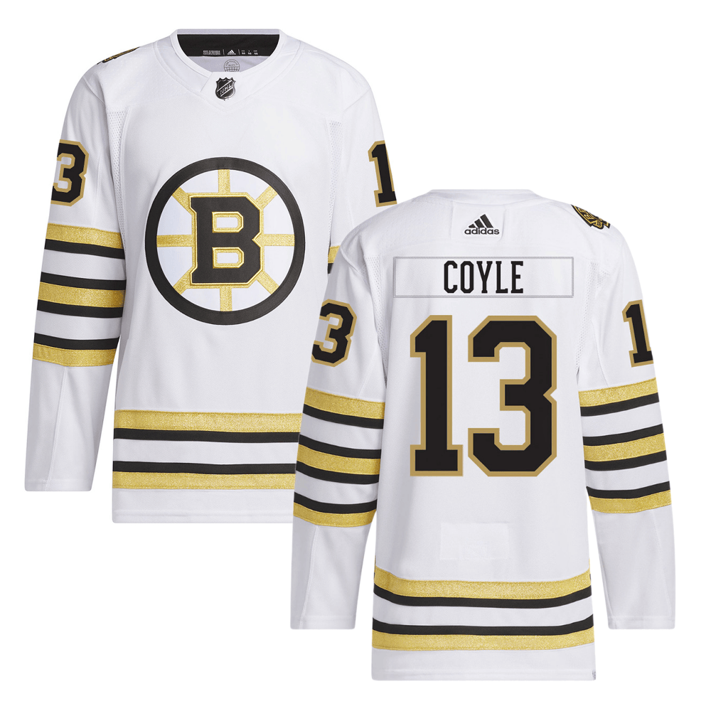 Charlie Coyle 13 Boston Bruins 100th Anniversary Primegreen Away Men Jersey - White - JS951 