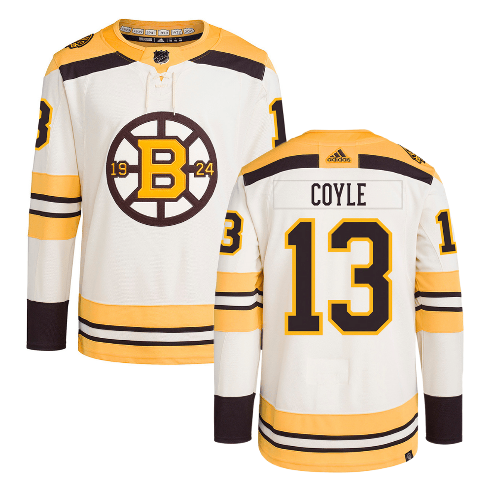 Charlie Coyle 13 Boston Bruins 100th Anniversary Primegreen Third Men Jersey - Cream - JS274 