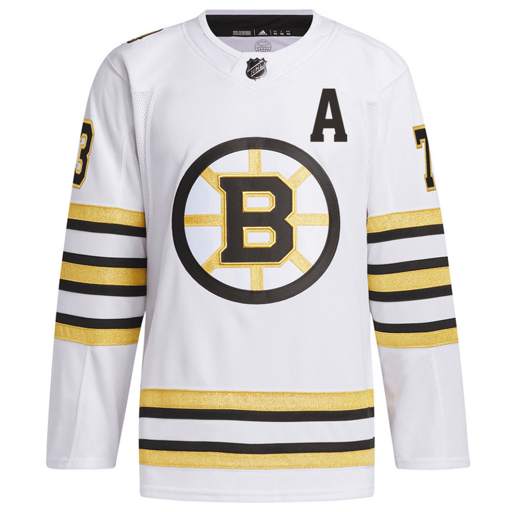 Alternative view of Charlie McAvoy 73 Boston Bruins 100th Anniversary Primegreen Away Men Jersey - White - JS615 