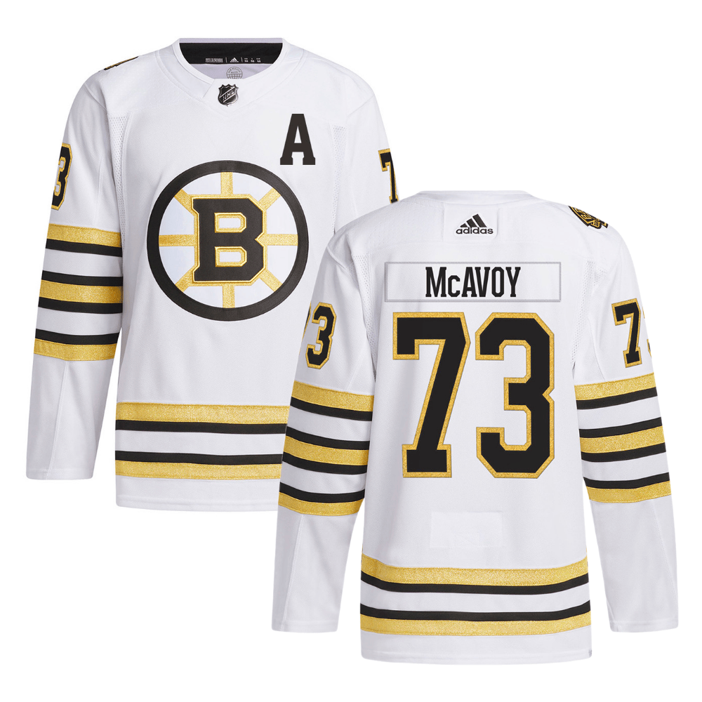 Charlie McAvoy 73 Boston Bruins 100th Anniversary Primegreen Away Men Jersey - White - JS615 