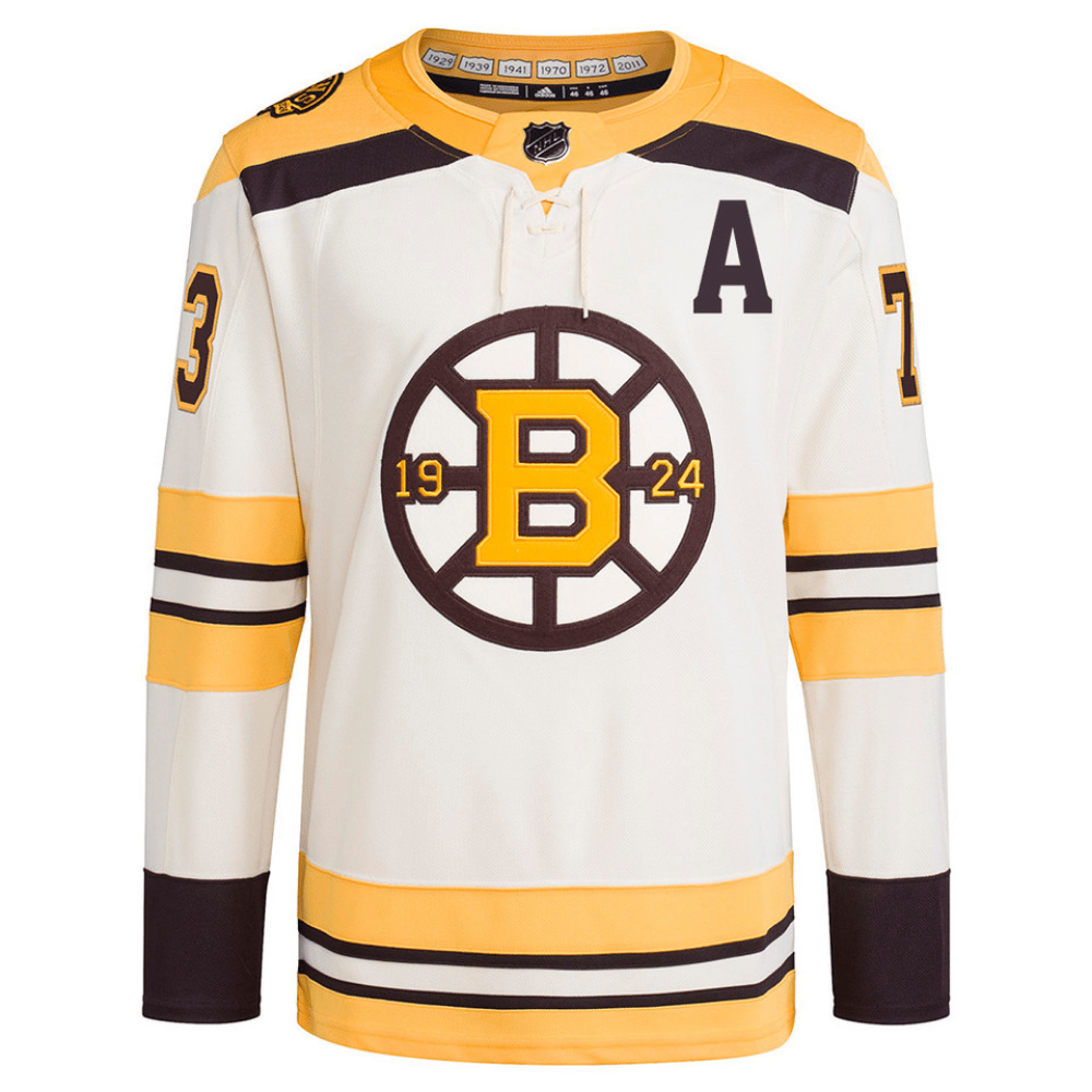 Alternative view of Charlie McAvoy 73 Boston Bruins 100th Anniversary Primegreen Third Men Jersey - Cream - JS407 