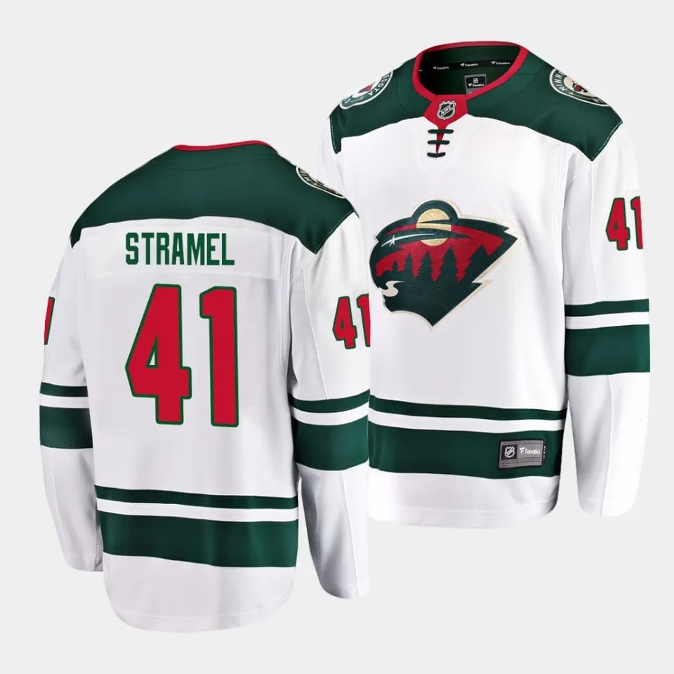Charlie Stramel #41 Minnesota Wild 2023 Draft Away Men Jersey - White - JS597 