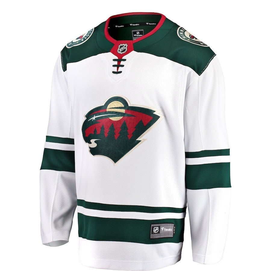 Alternative view of Charlie Stramel #41 Minnesota Wild 2023 Draft Away Men Jersey - White - JS597 