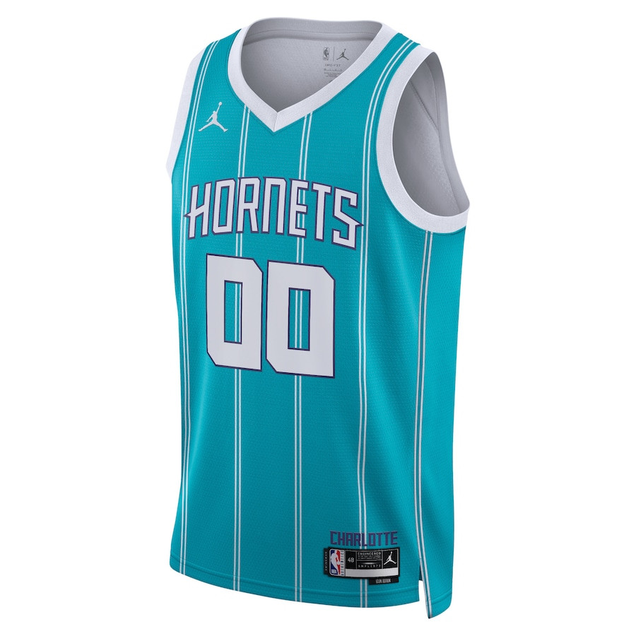 Alternative view of Charlotte Hornets 2023/24 Icon Swingman Custom Men Jersey - Teal - JS836 